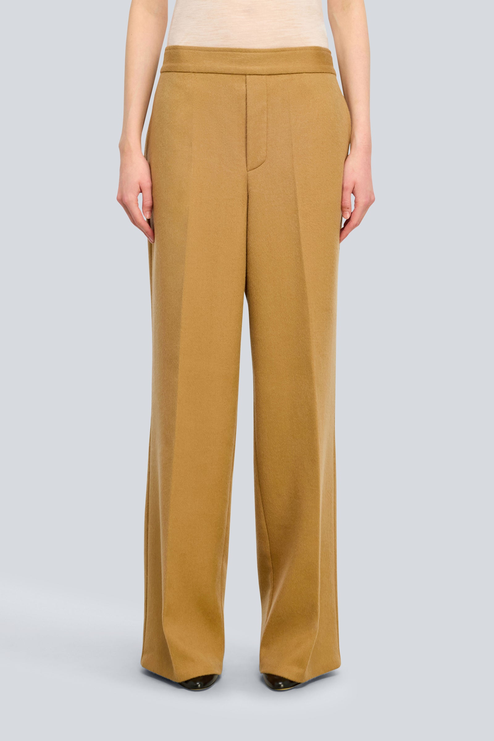 Semicouture Lilia pantalone cammello panno gamba dritta