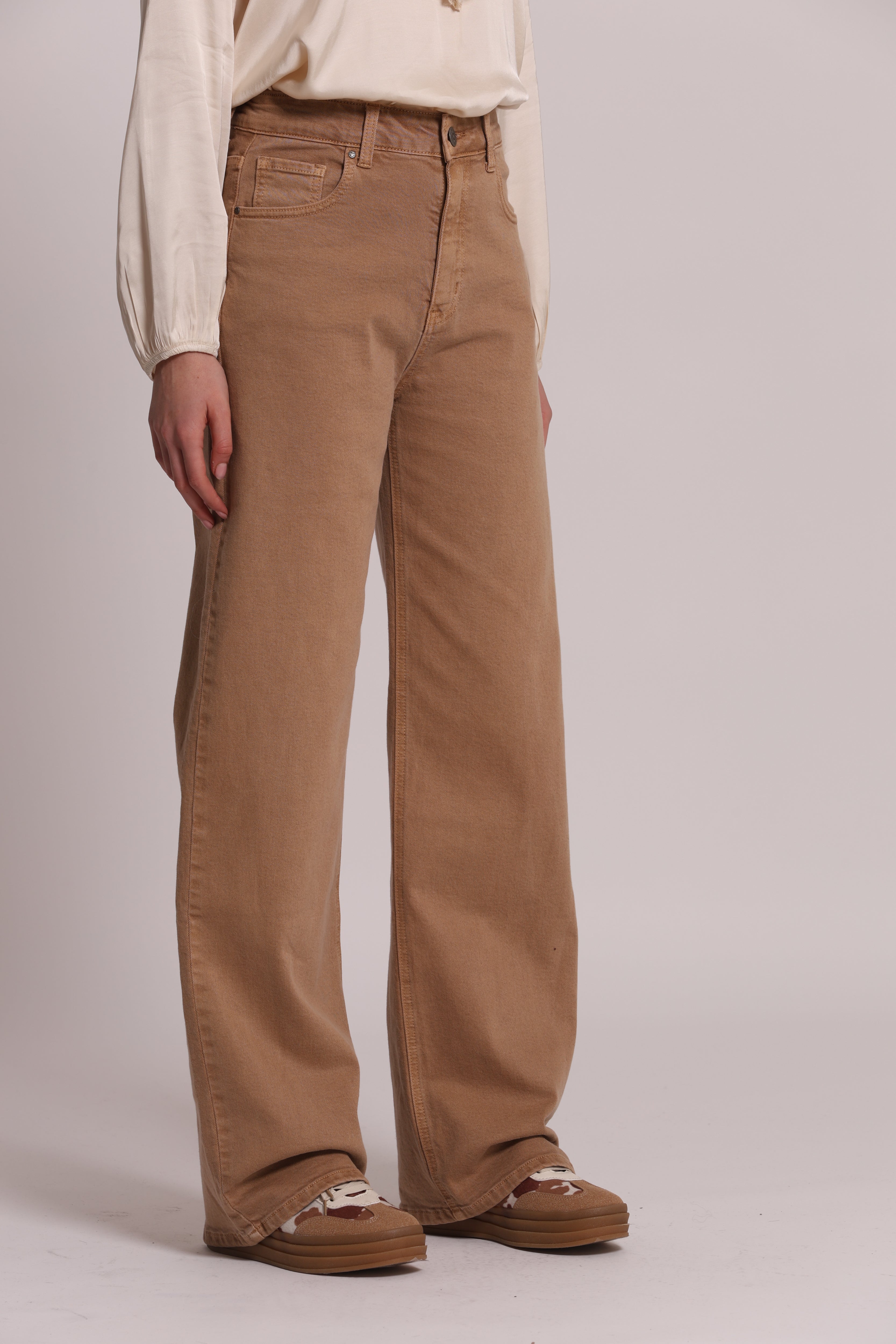 Mimi Mua Jeans Palazzo Colorato Cammello