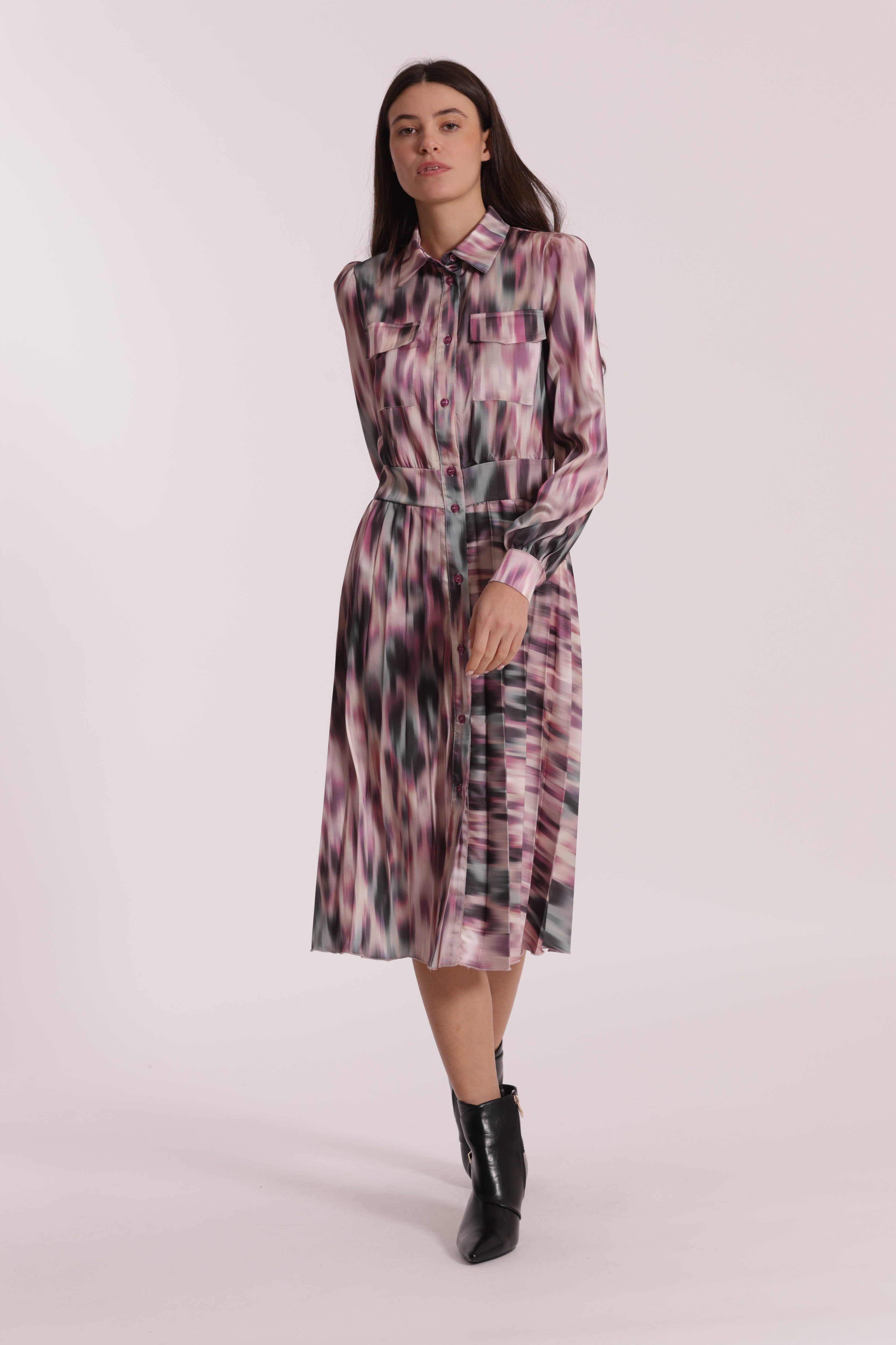 Mimi Mua Abito Chemisier Fusion Vestito Mosto Fantasia