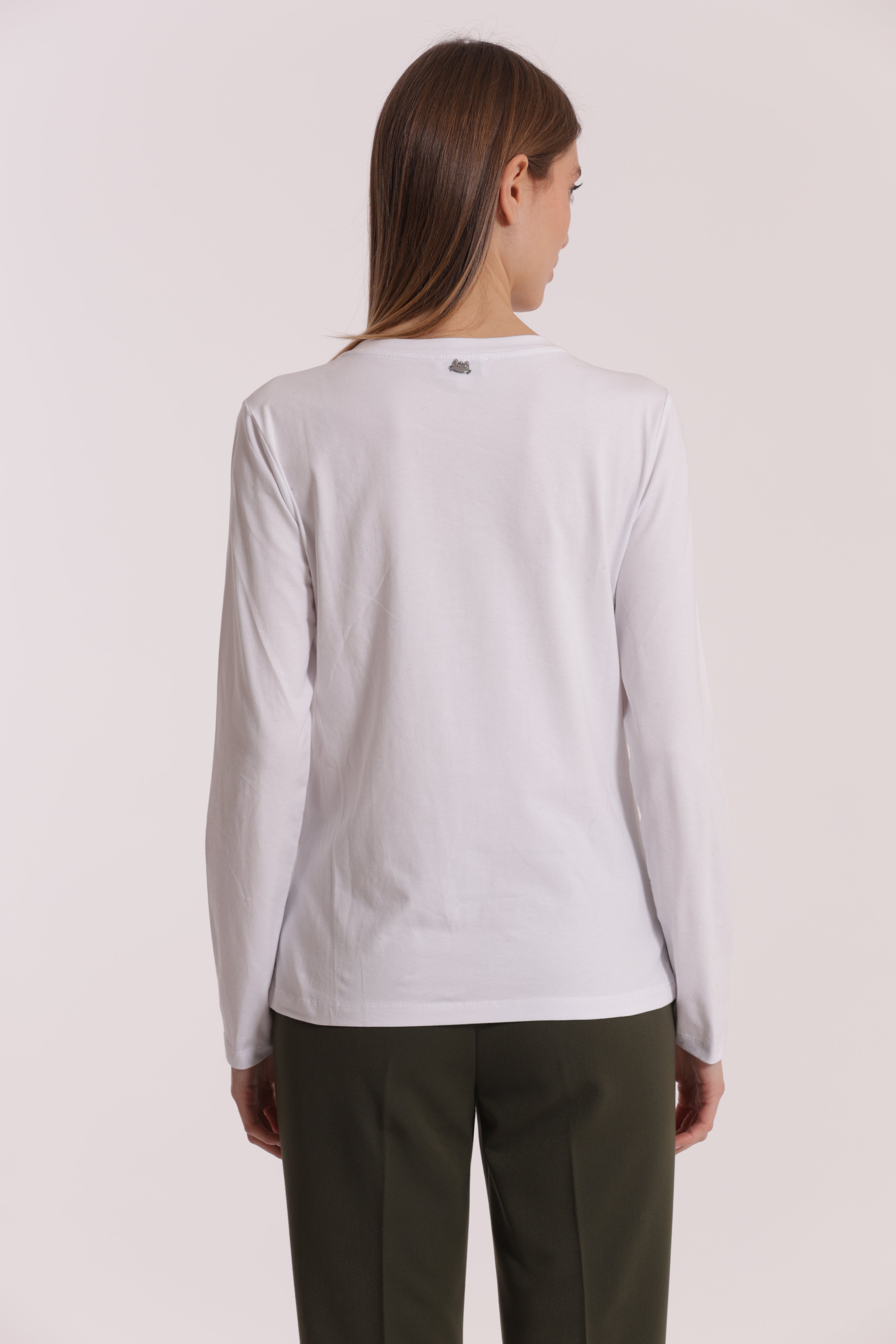 Mimi Mua t-shirt con rosa cotone bianco