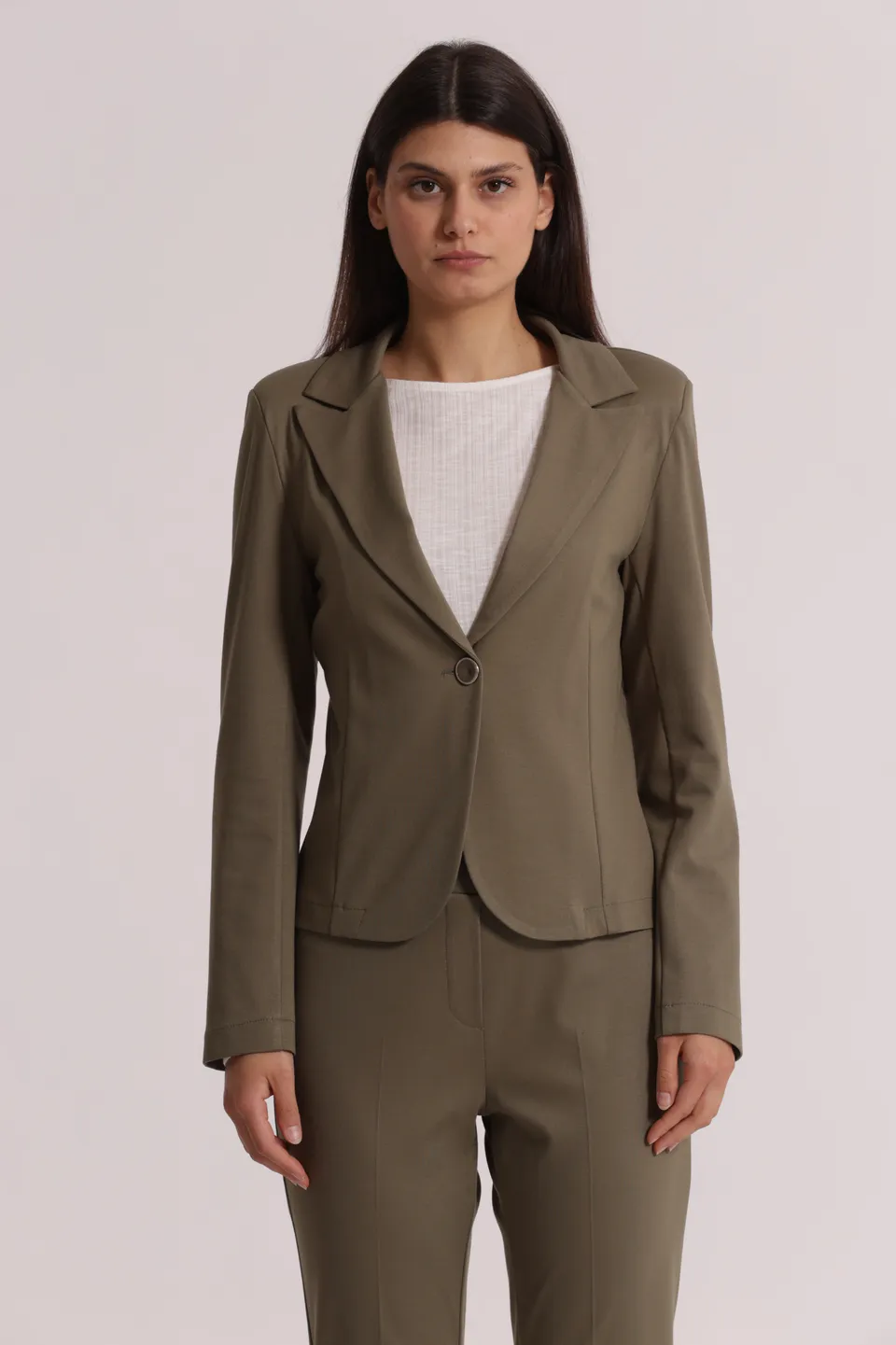Mimi Mua Basic giacca punto Milano bianca viscosa
