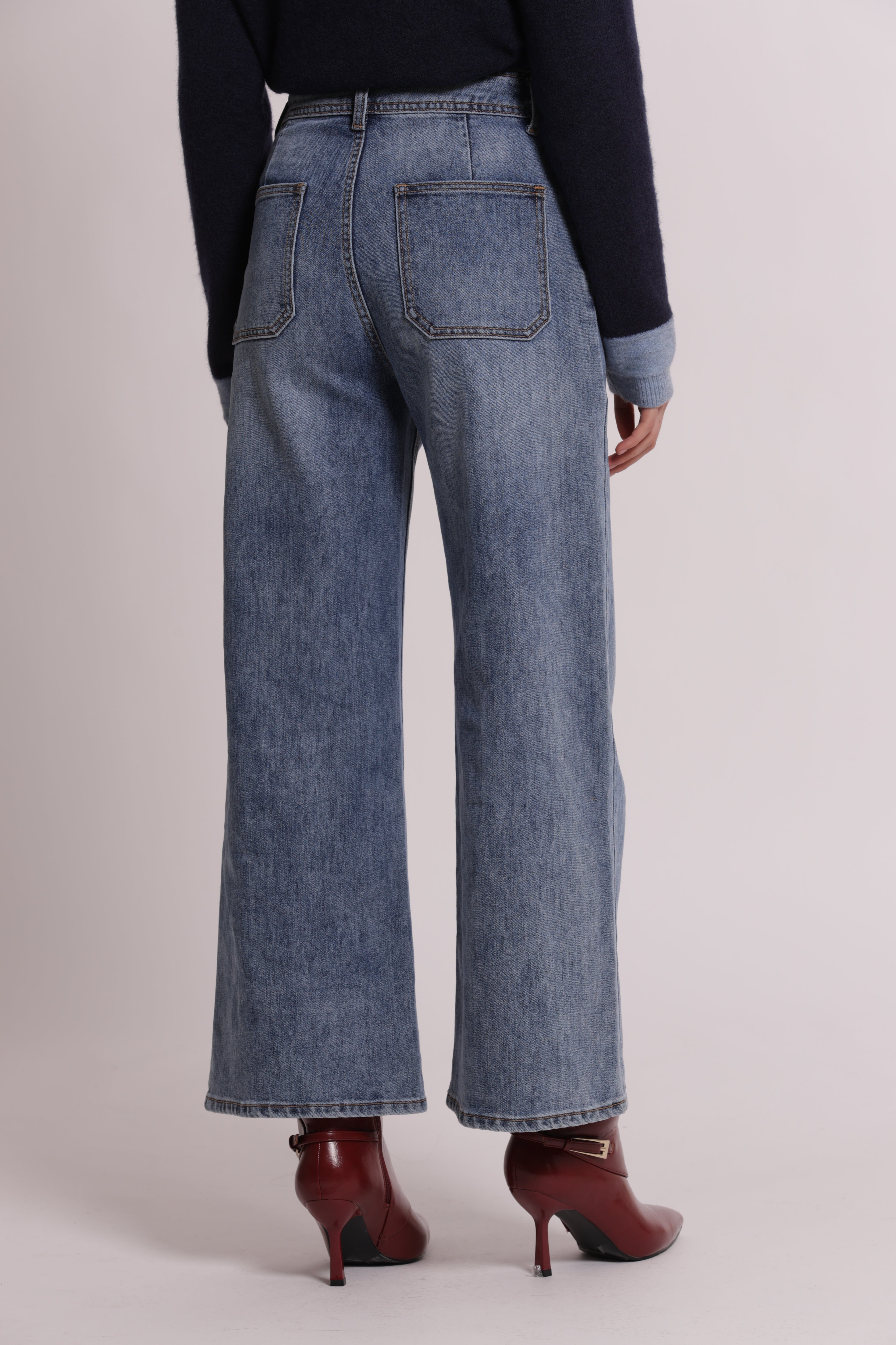 Mimi Mua Jeans palazzo applicazioni laterali jeans blu medio