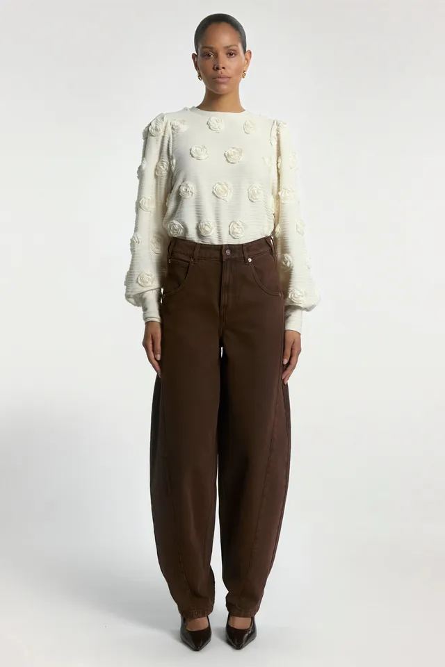 Aaiko Daley jeans barrel marrone scuro vita alta