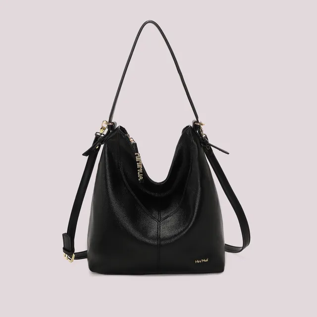 Mimi Mua Borsa Sacca Lettere Zip Nera 30cm