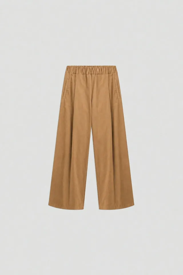 Semicouture Jhonny Y6WO26 pantalone gabardina moka gamba ampia