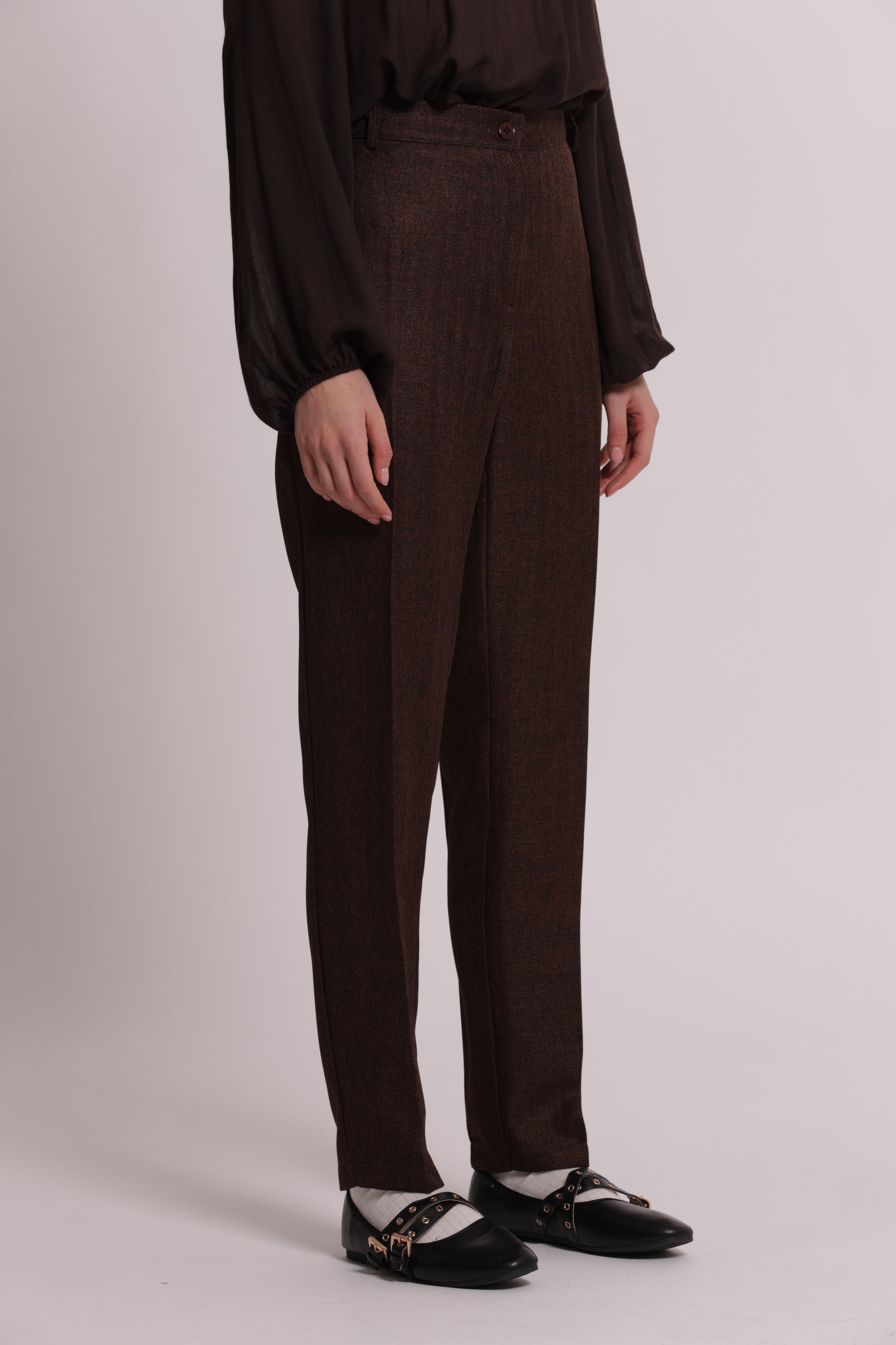 Mimi Mua Pantalone Sigaretta Tweed Moro