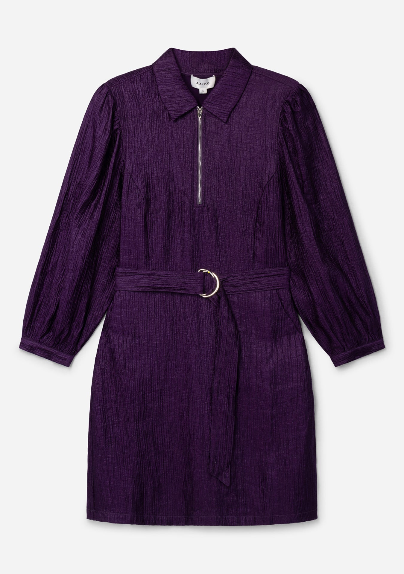 Aaiko Semira abito camicia prugna con cintura