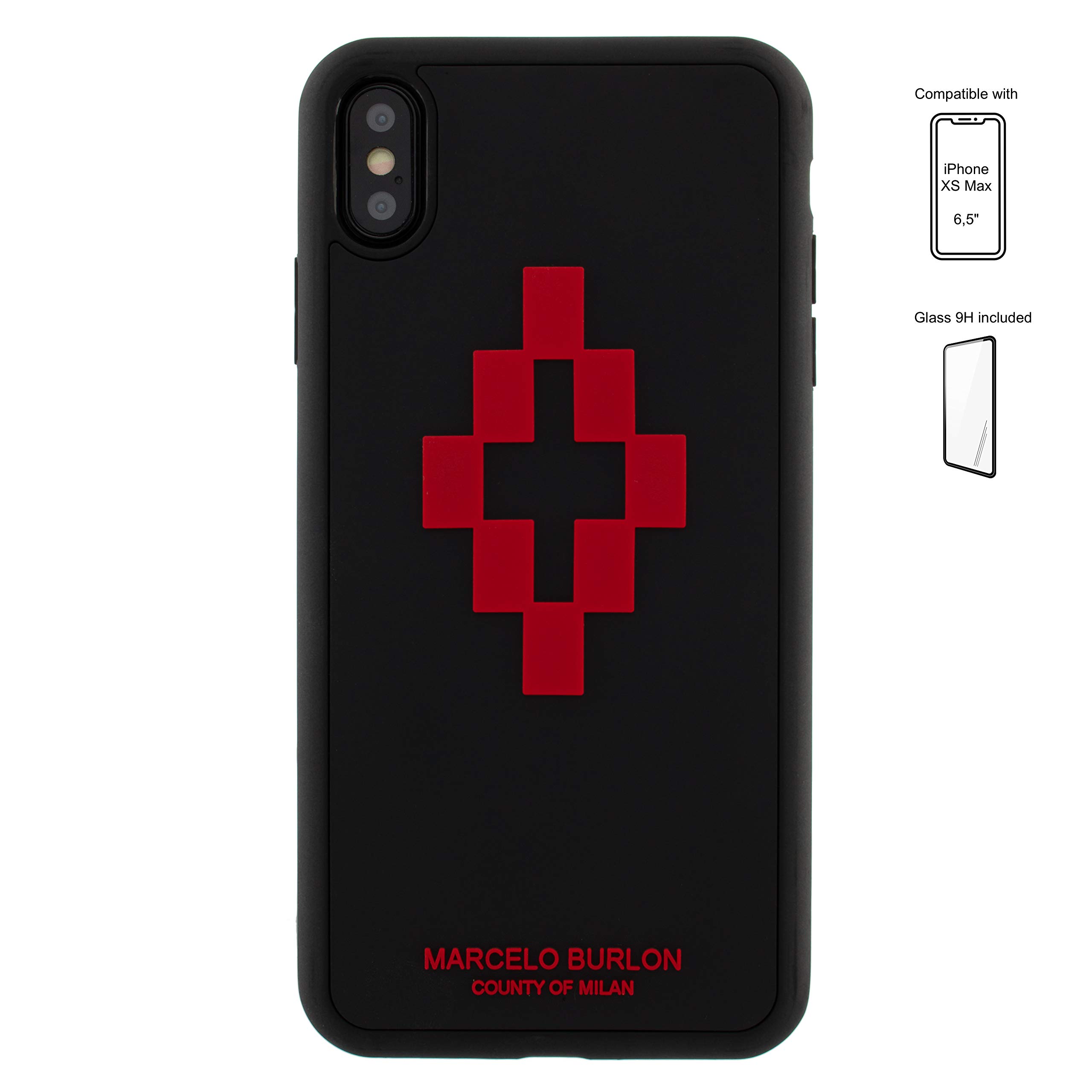 Marcelo Burlon cover iPhone XS Max rigida + vetro 9H