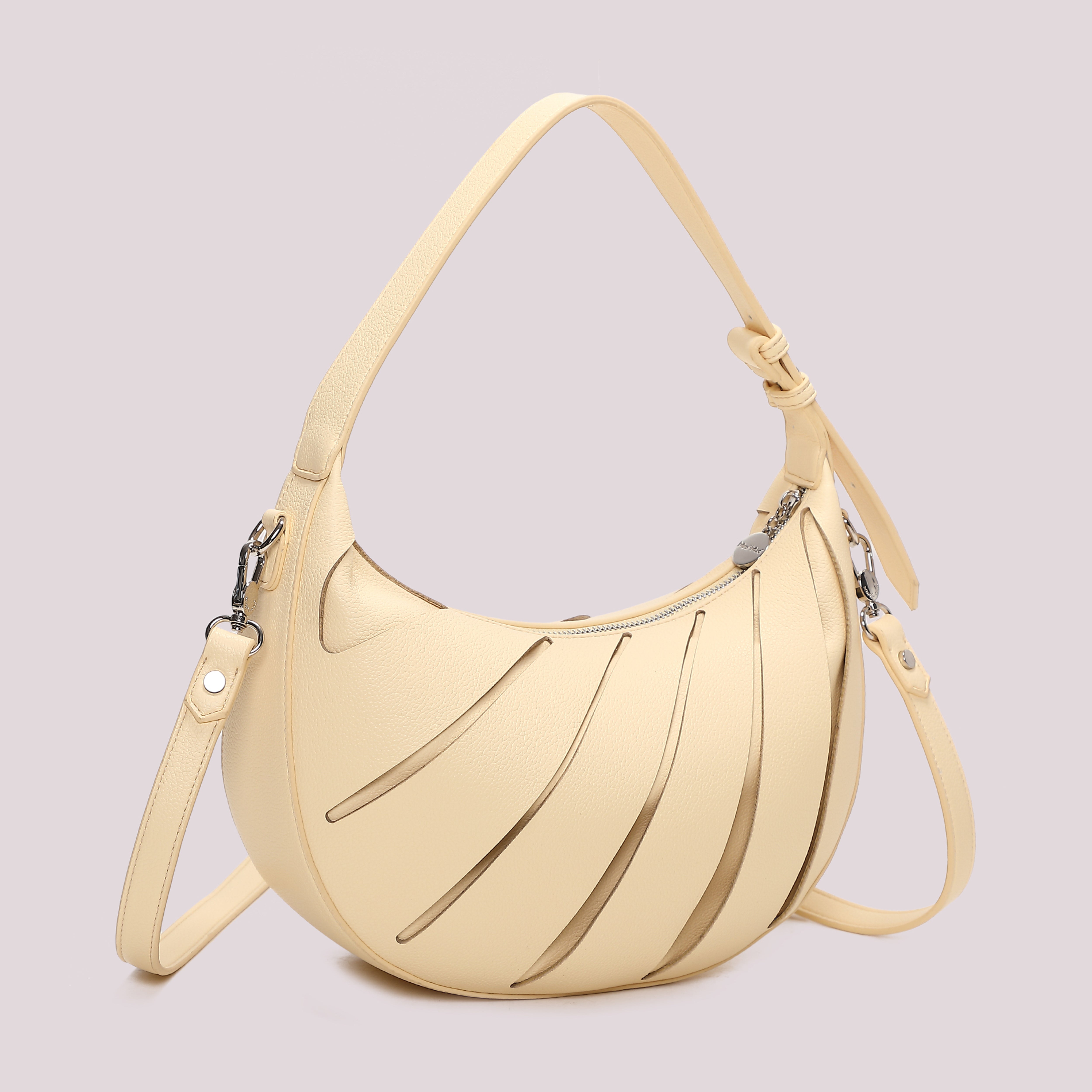 Mimi Mua Borsa Hobo Tagli Diagonali Panna