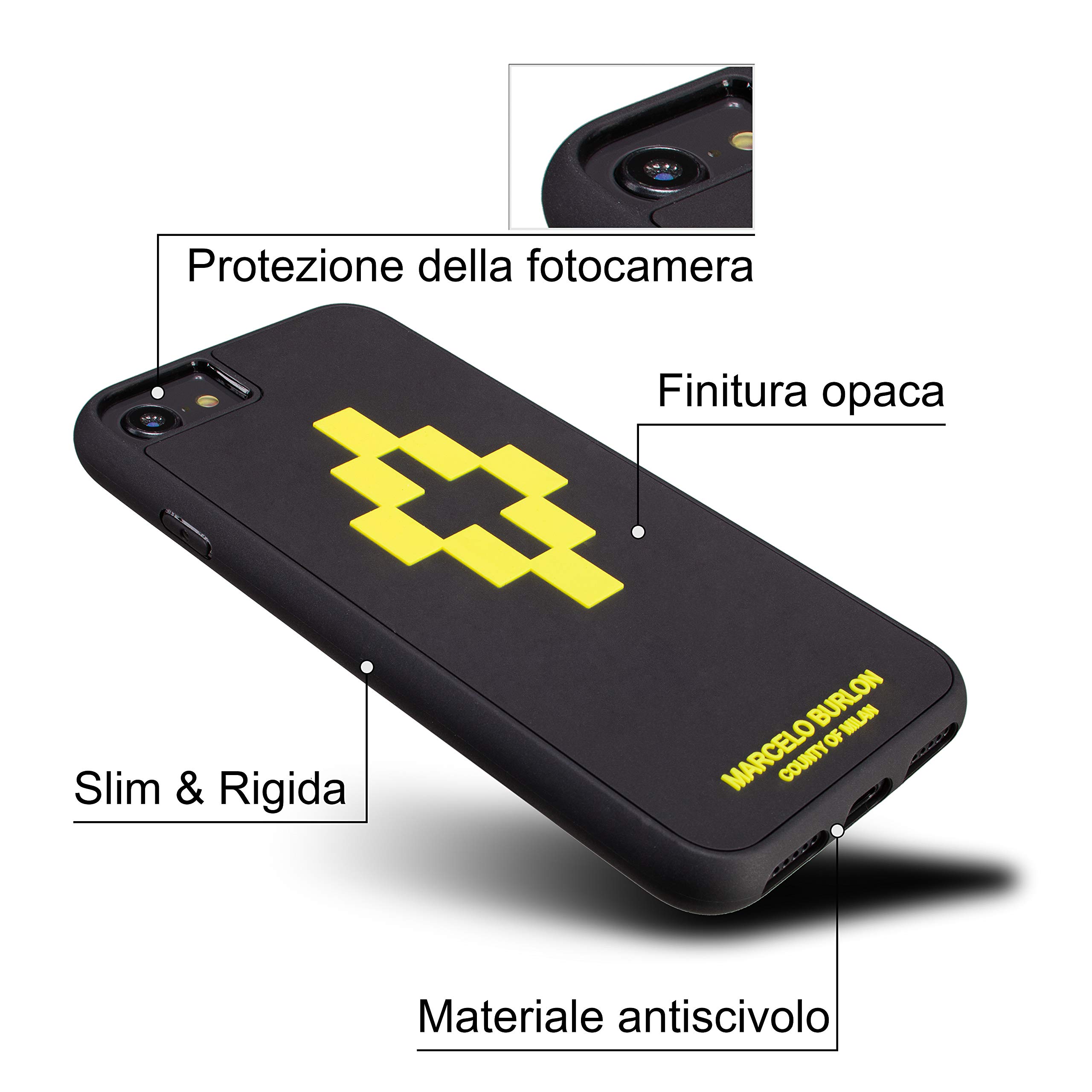 Marcelo Burlon County of Milan cover iPhone 8/7/6 + vetro ultra protettiva