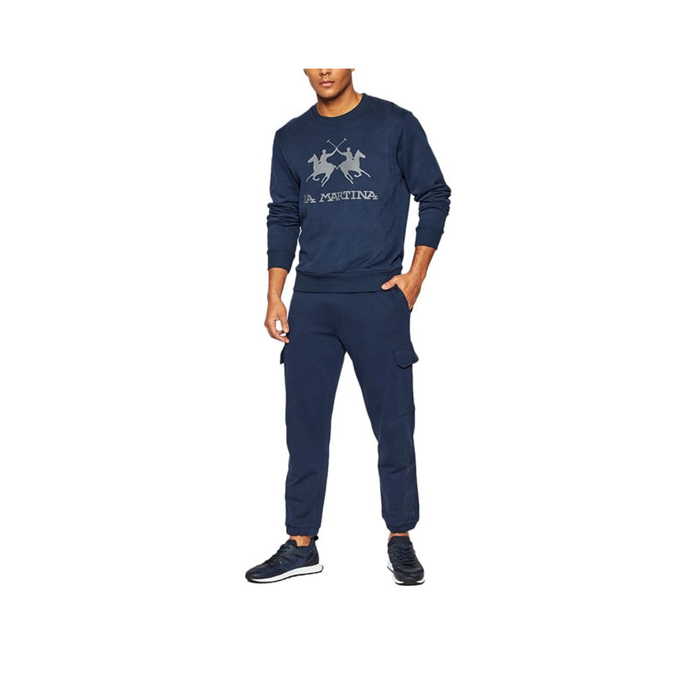 La Martina CCMF01 FP109 Felpa Uomo 4XL Cotone Blu