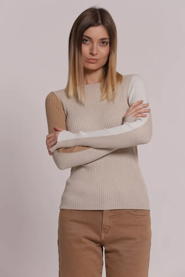 Mimi Mua Maglia Scollo Maniche Bicolor maglia lana