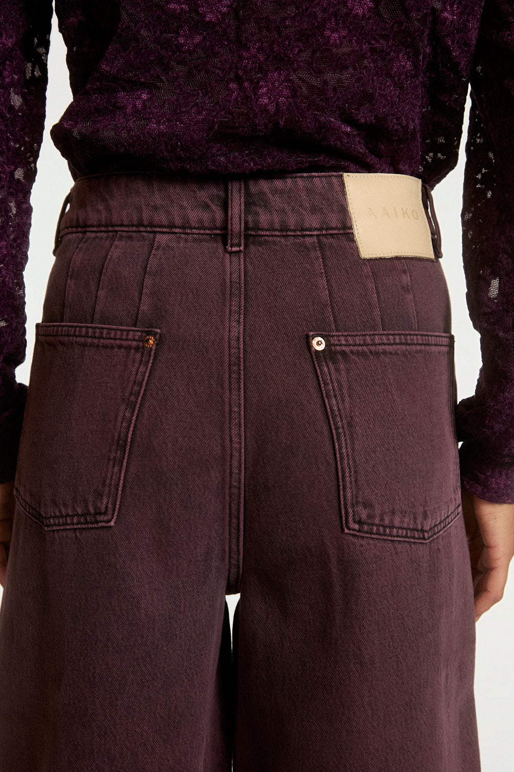 Aaiko Daley Jeans bordeaux barrel vita alta