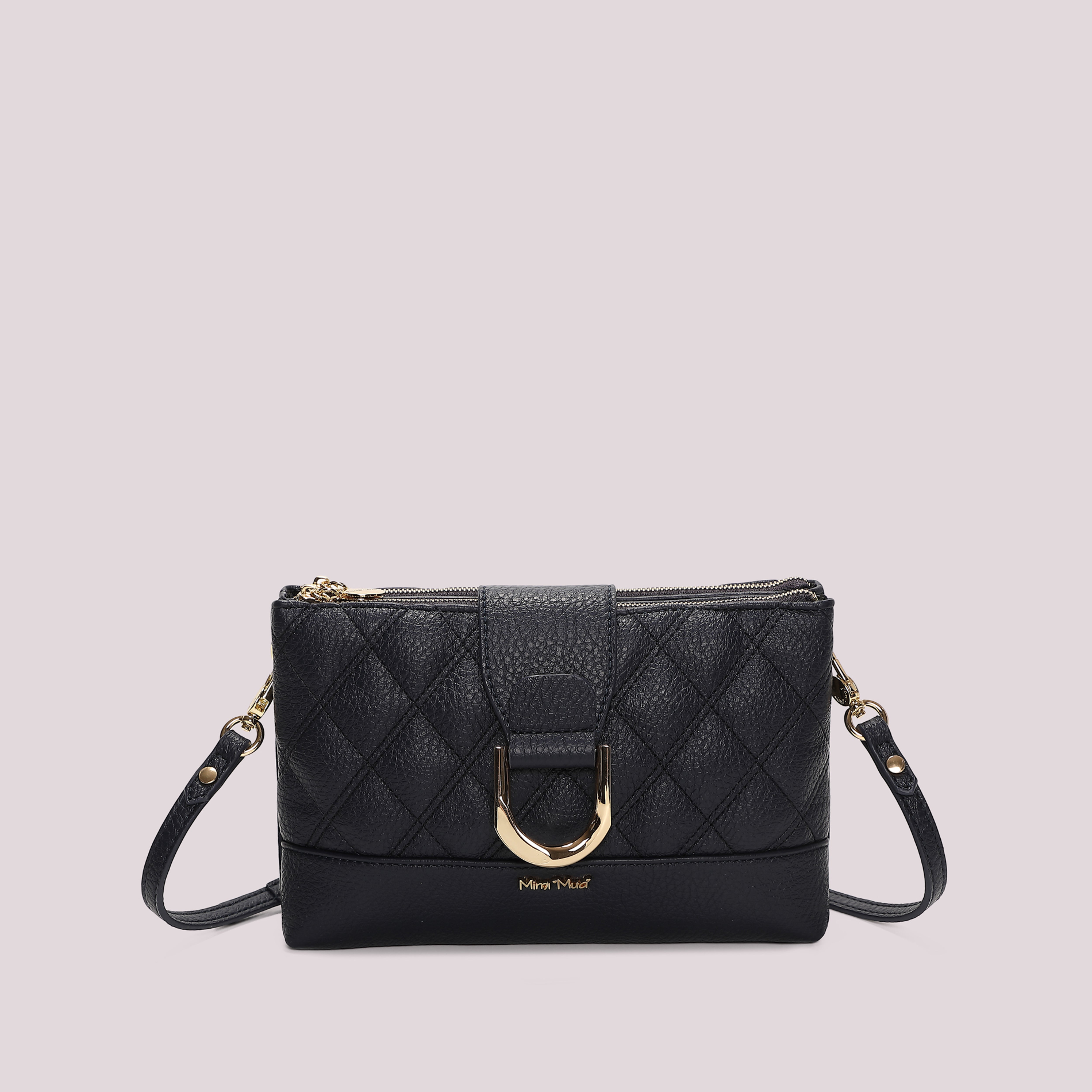 Mimi Mua Borsa Tracolla Trapuntata Base Liscia Nero Ecopelle