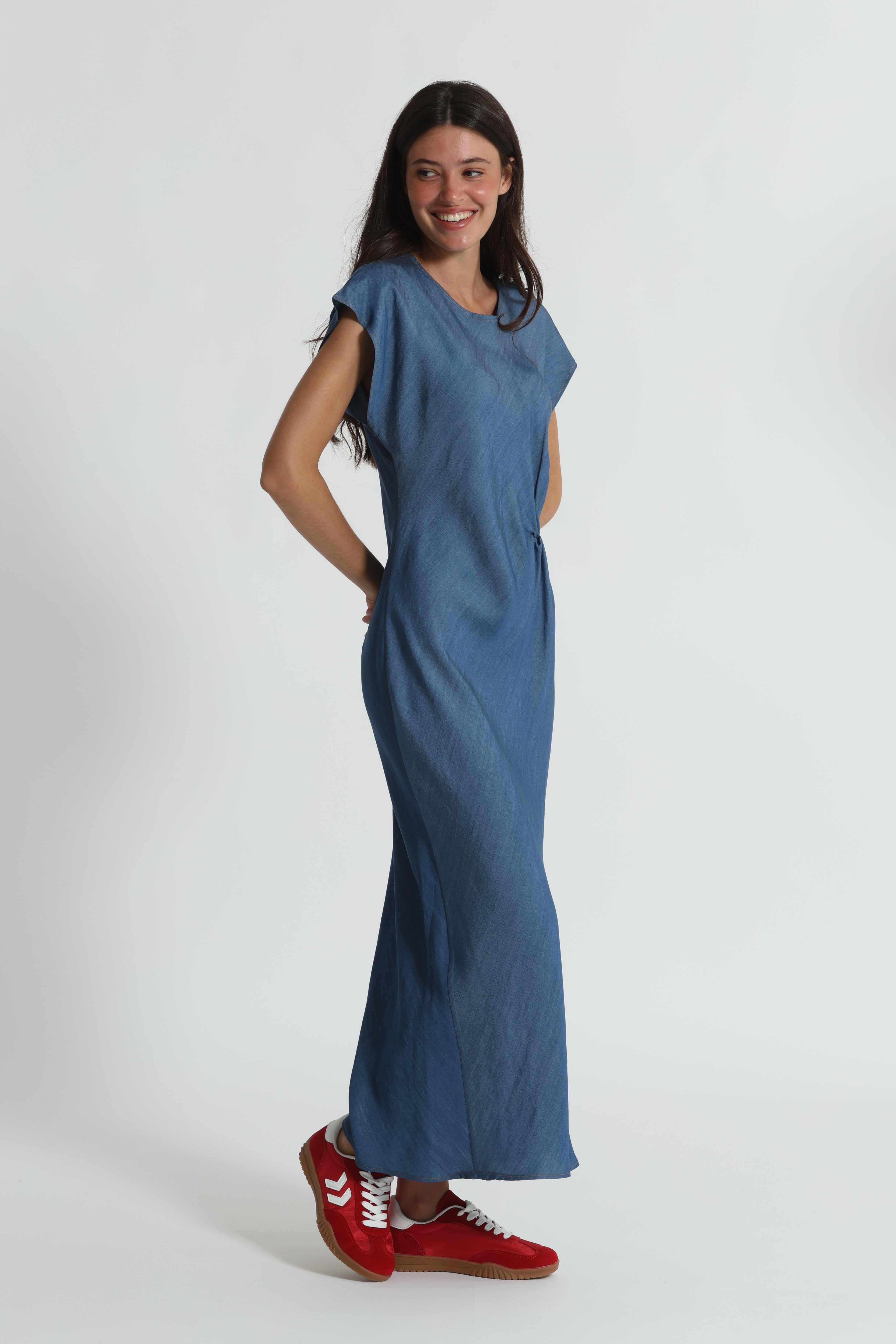 Mimi Mua denim abito lungo lyocell leggero