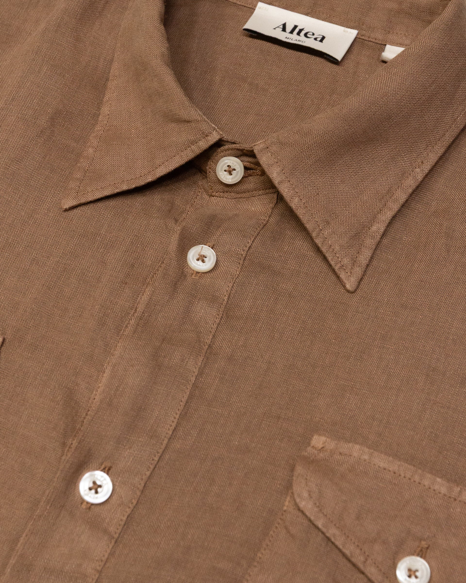 Altea Dallas camicia cammello lino over