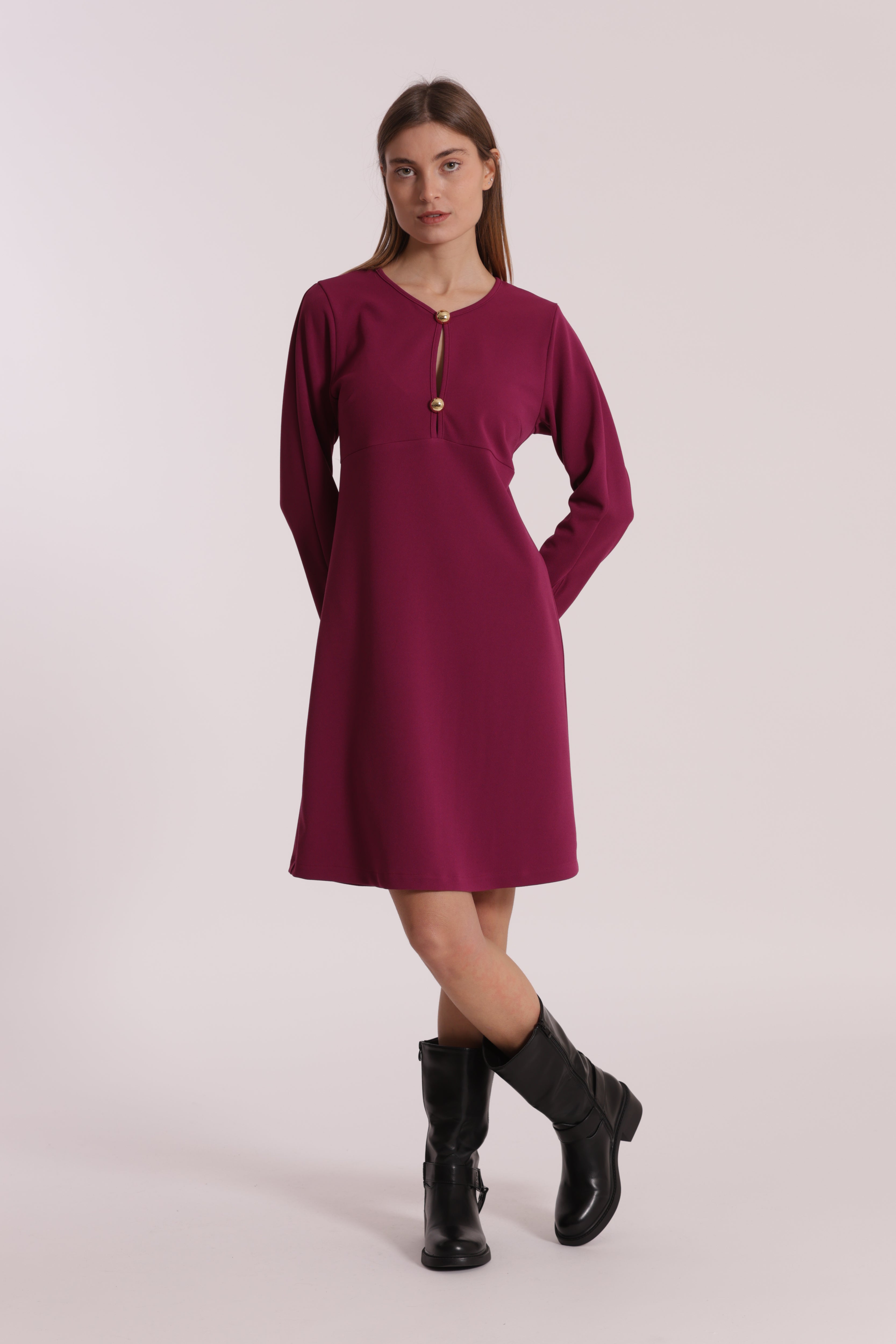 Mimi Mua Abito Corto in Crepe con Bottoni vestito nero