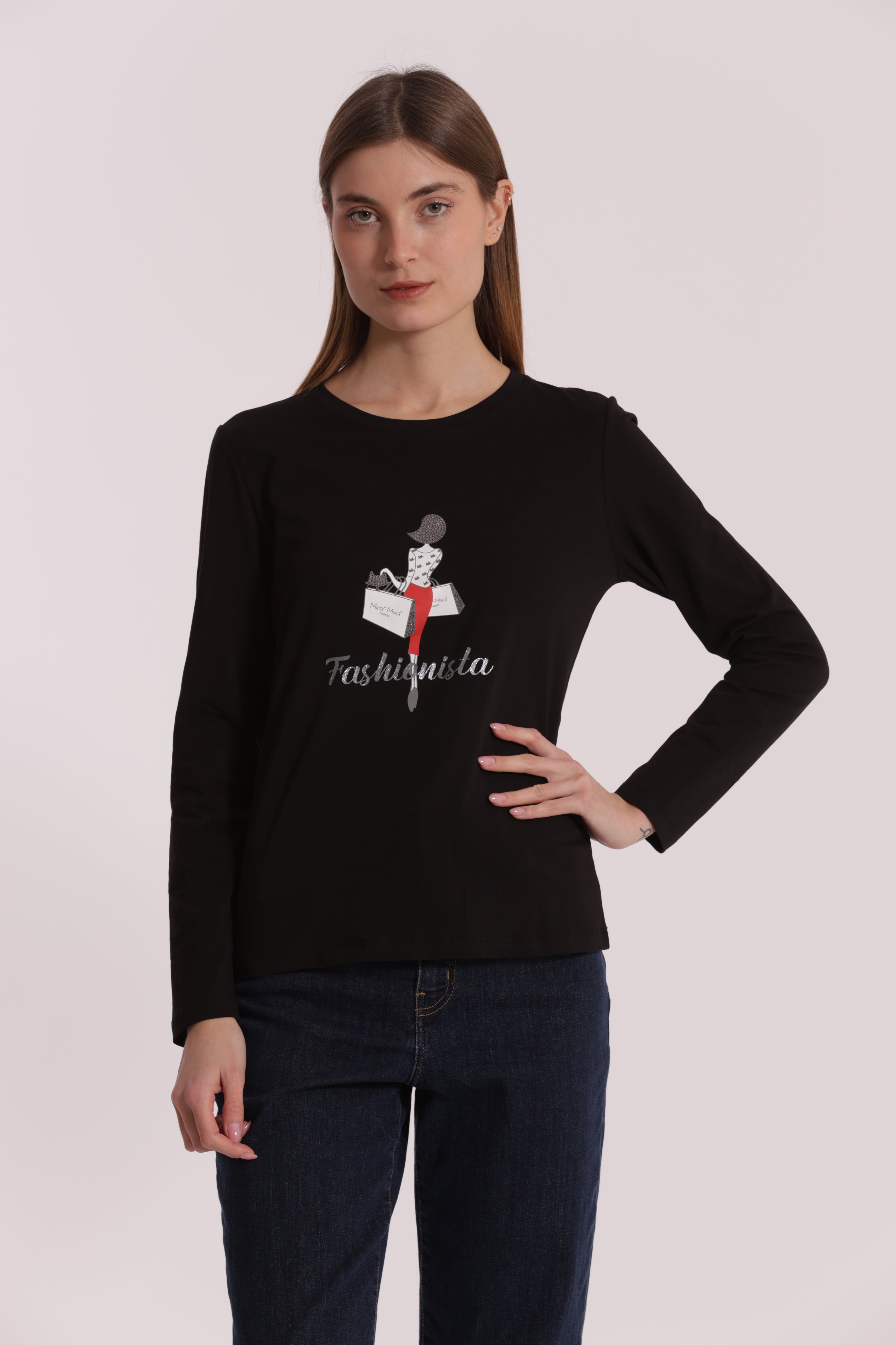 Mimi Mua Fashionista t-shirt bianco scritta logo