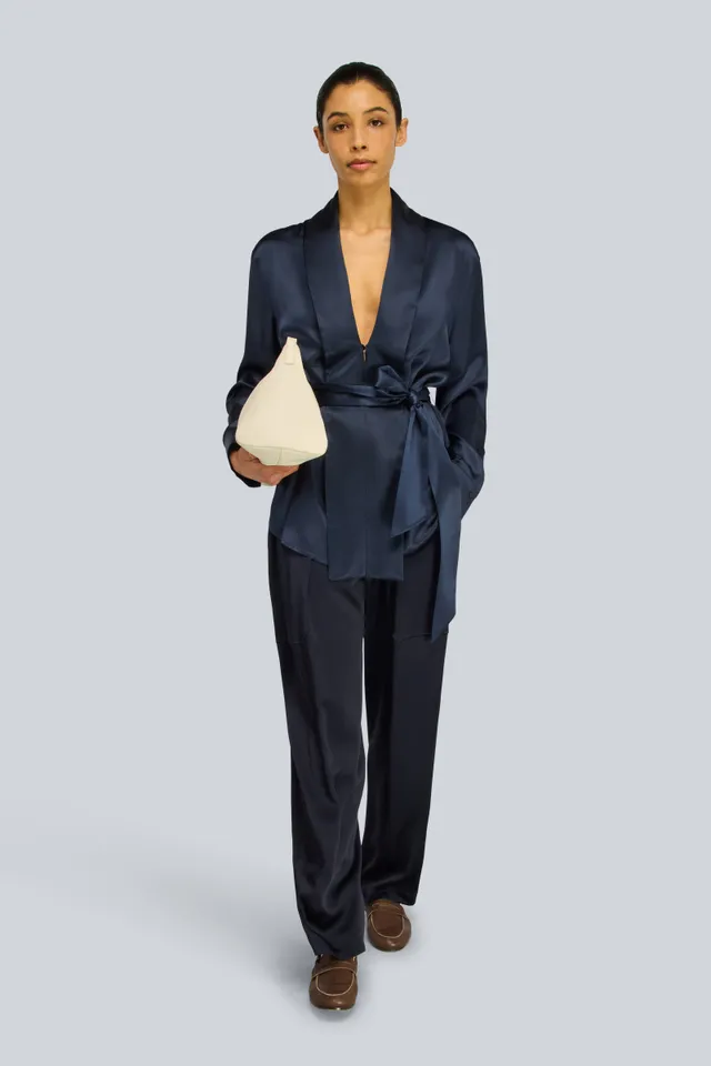 Semicouture Poppy giacca blu notte seta