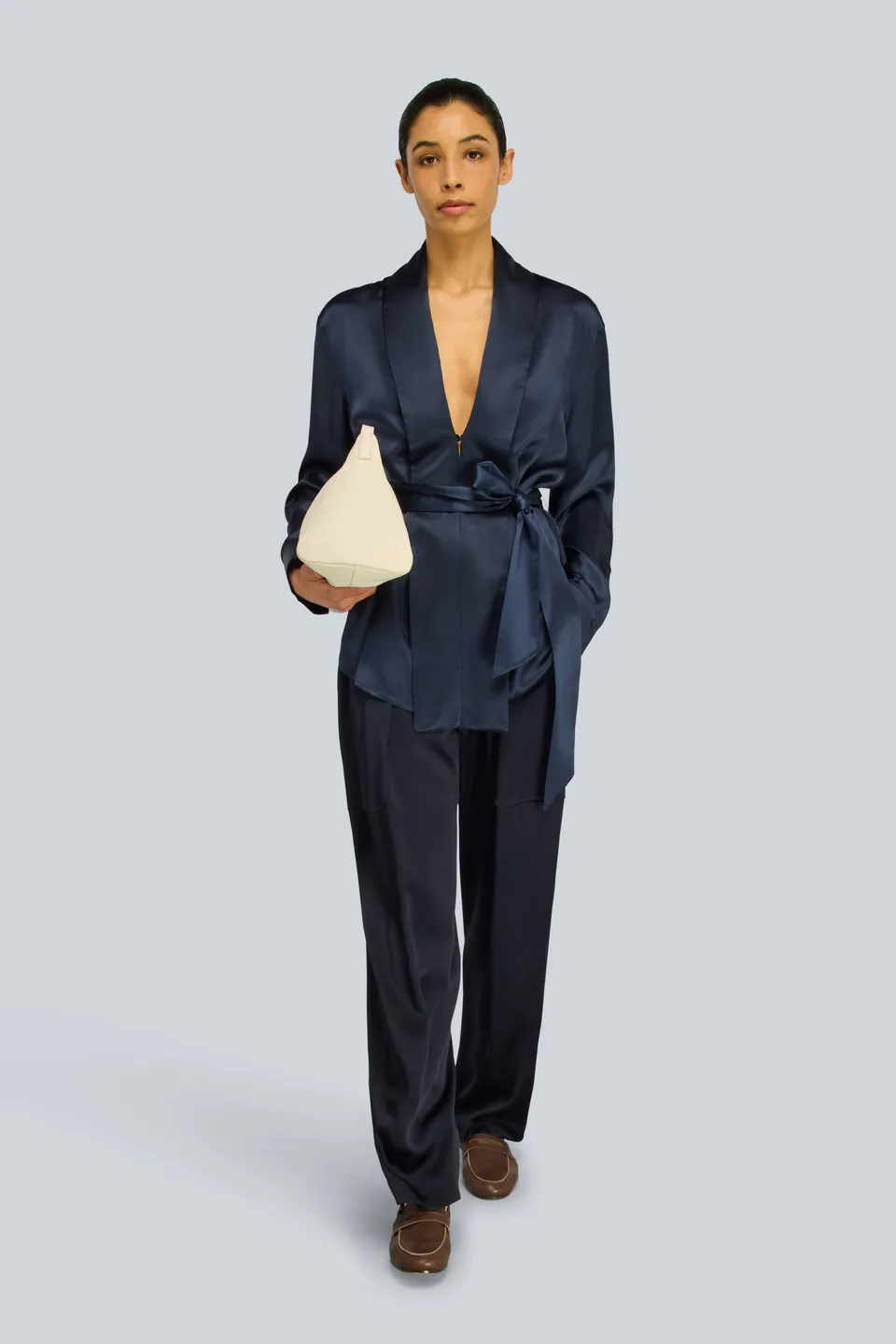 Semicouture Poppy giacca blu notte seta