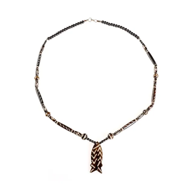 On Earth Totem collana osso nera 70 cm
