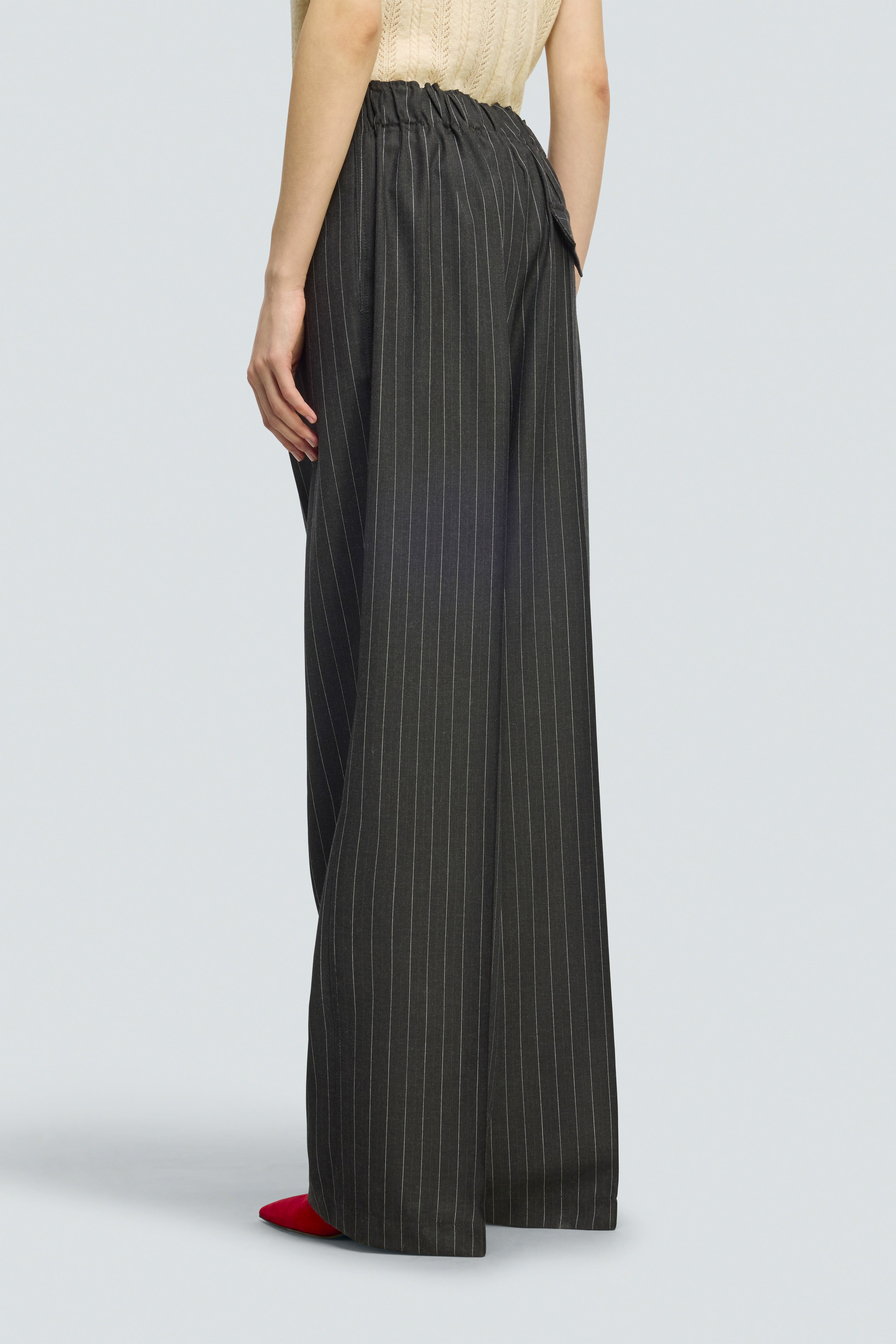 Semicouture Kailey pantalone lana gessato grigio