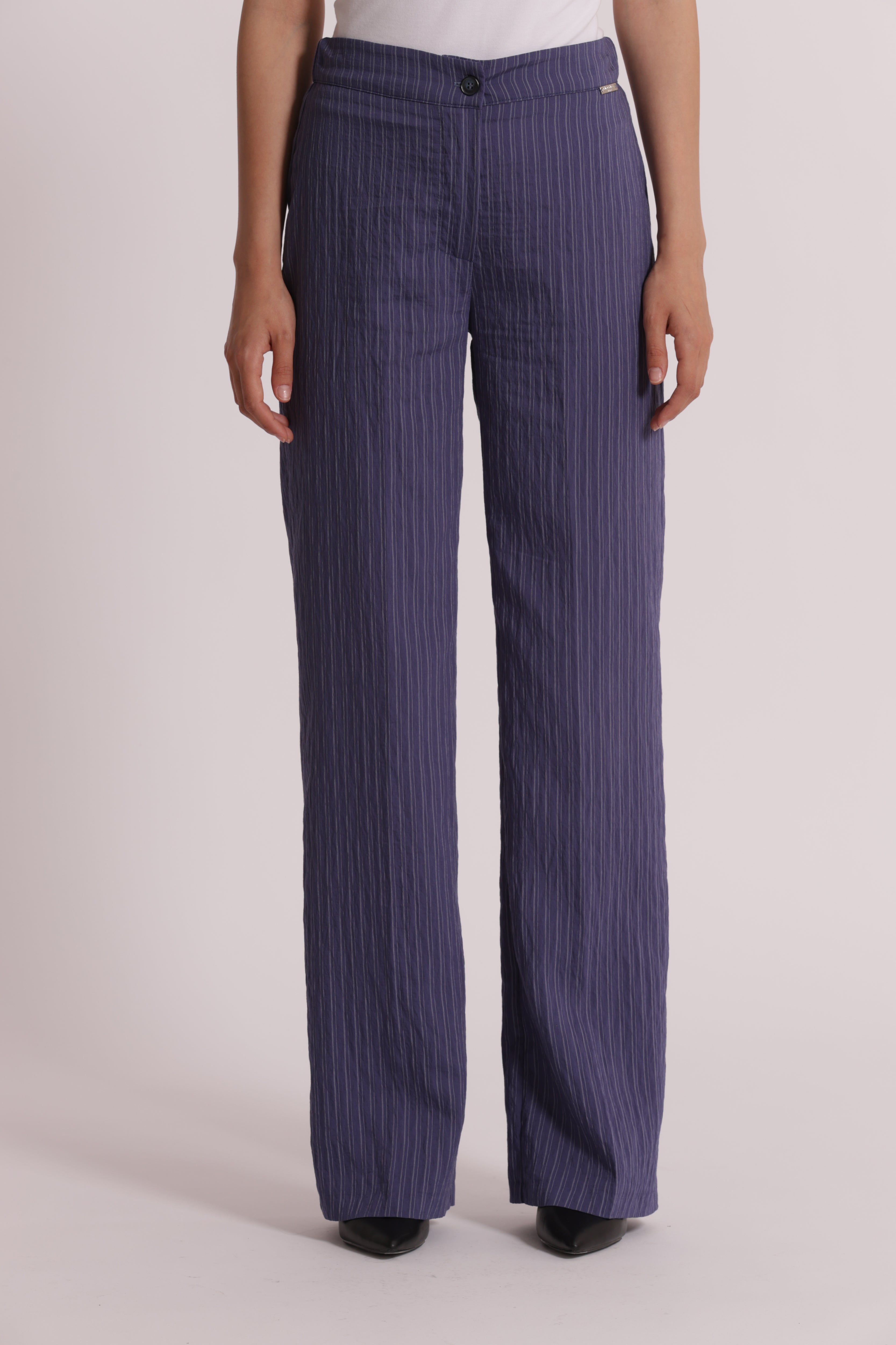 Mimi Mua Pantalone Palazzo Righe Bordeaux Elastico