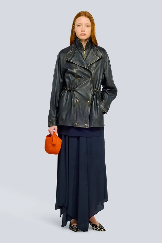 Semicouture Alanis giacca vera pelle nero