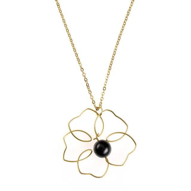 On Earth Fortuna collana bronzo nera 65 cm tagua