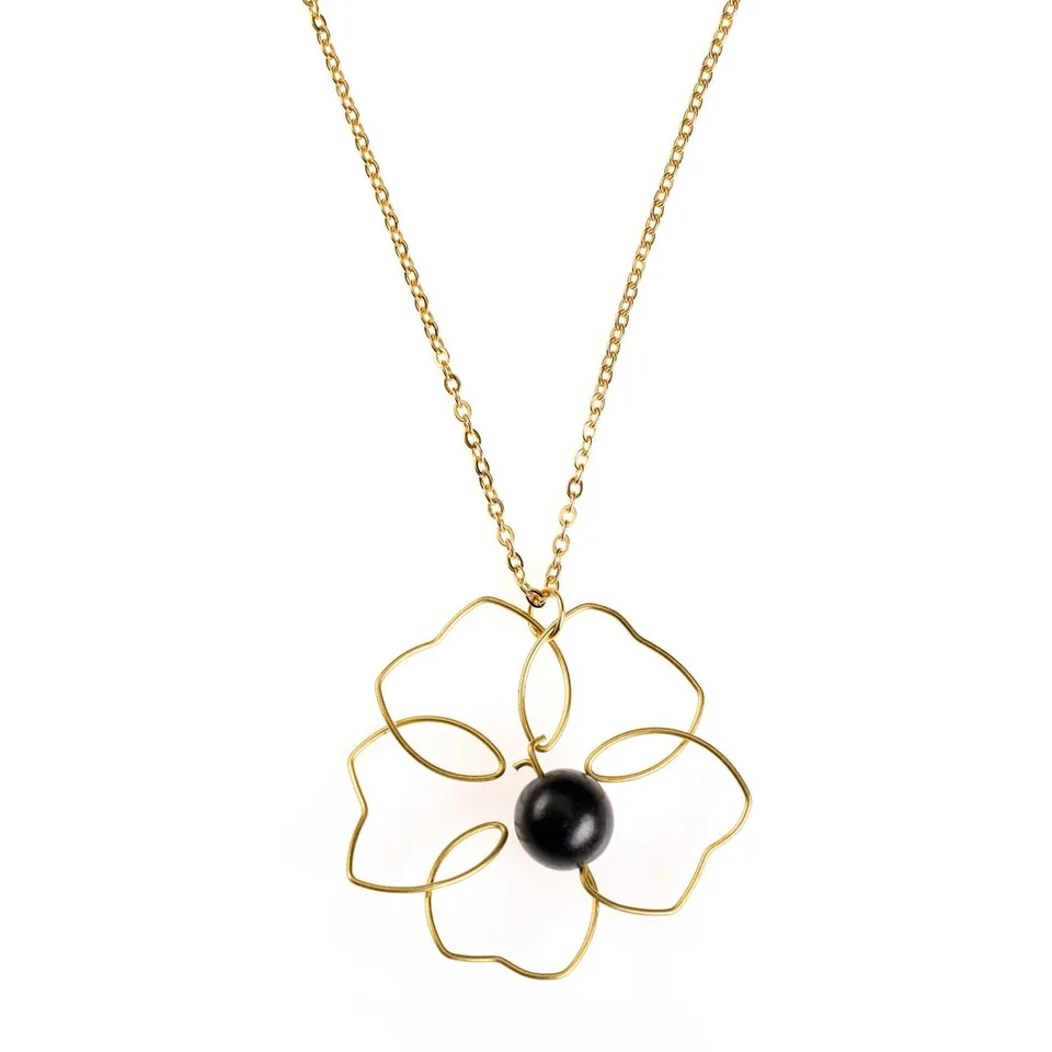 On Earth Fortuna collana bronzo nera 65 cm tagua