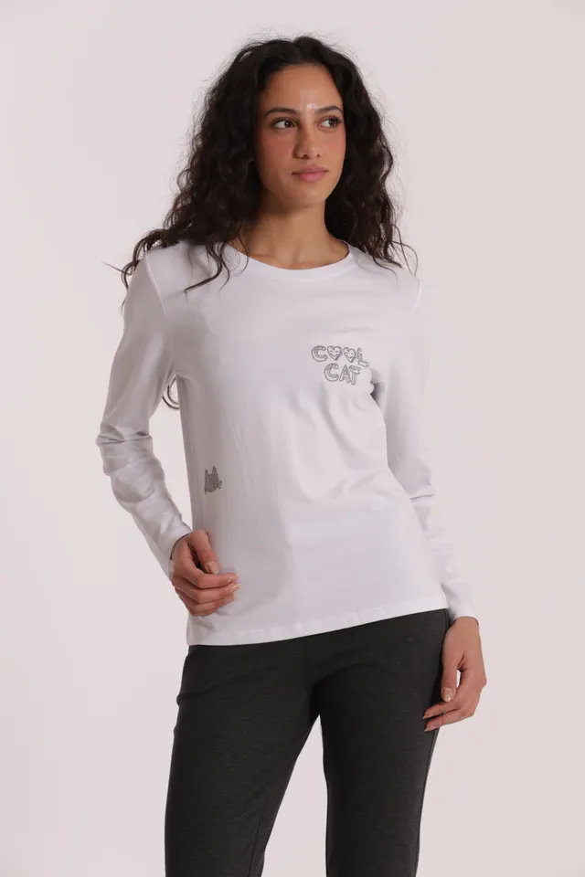 Mimi Mua T-Shirt Cool Cat Bianco
