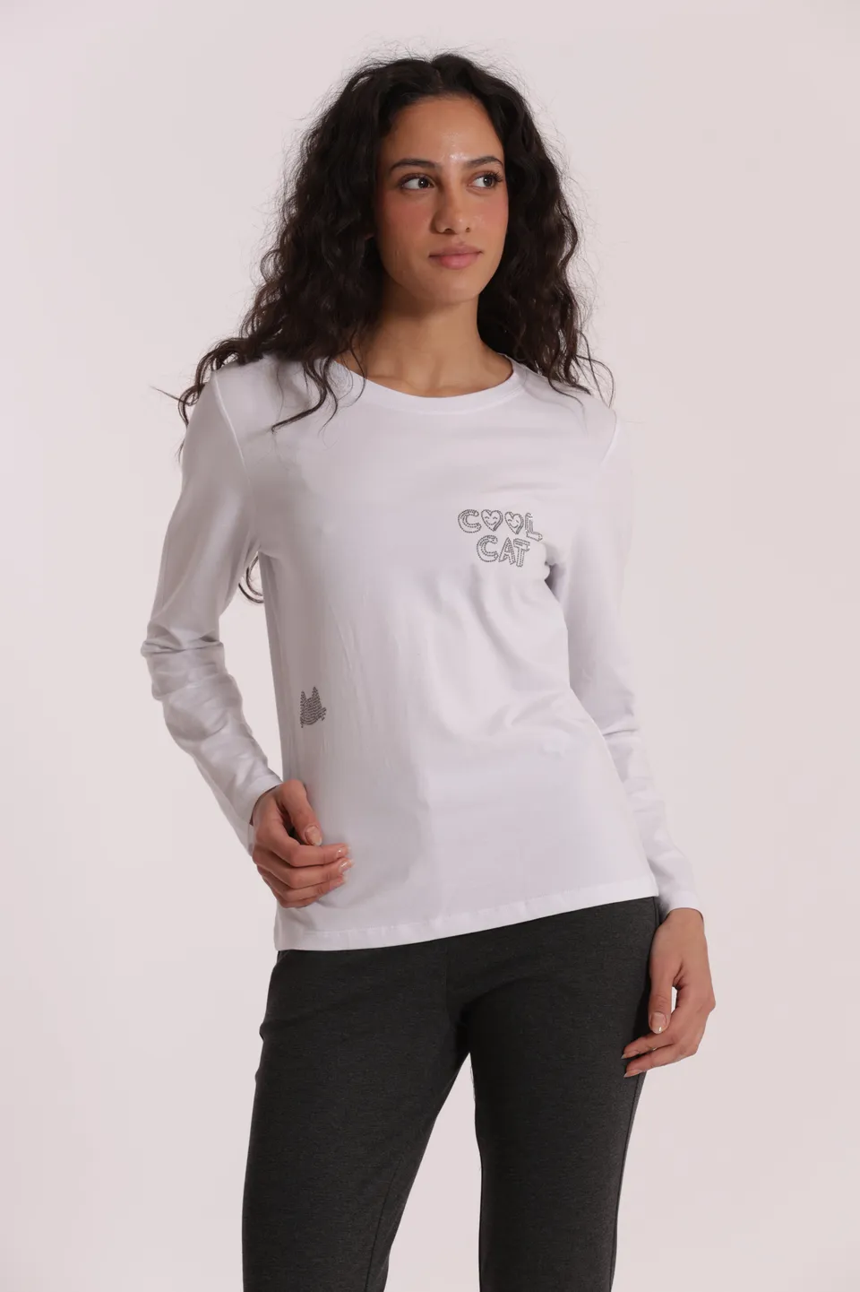 Mimi Mua T-Shirt Cool Cat Bianco