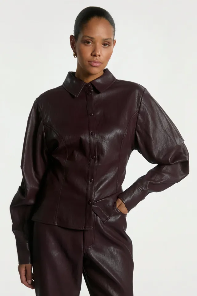 Aaiko Isabel camicia ecopelle bordeaux bottoni