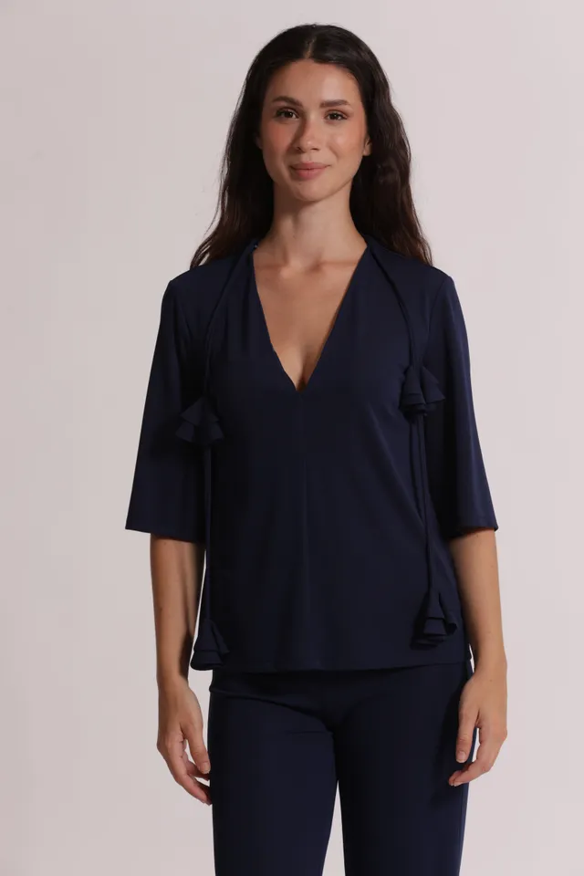Mimi Mua blusa scollo V floreale nero poliestere