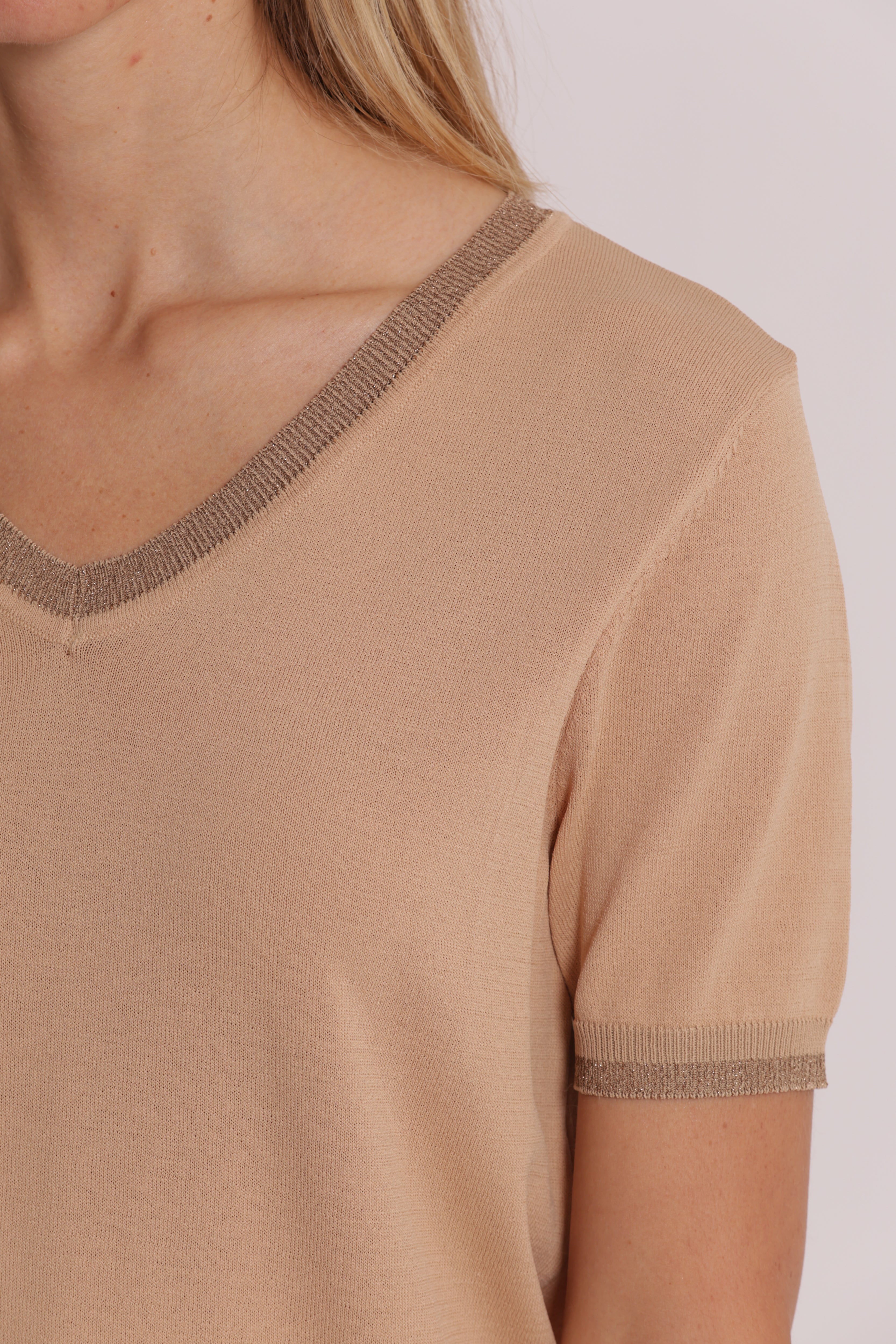Mimi Mua Maglia Maniche Corte Lurex Panna