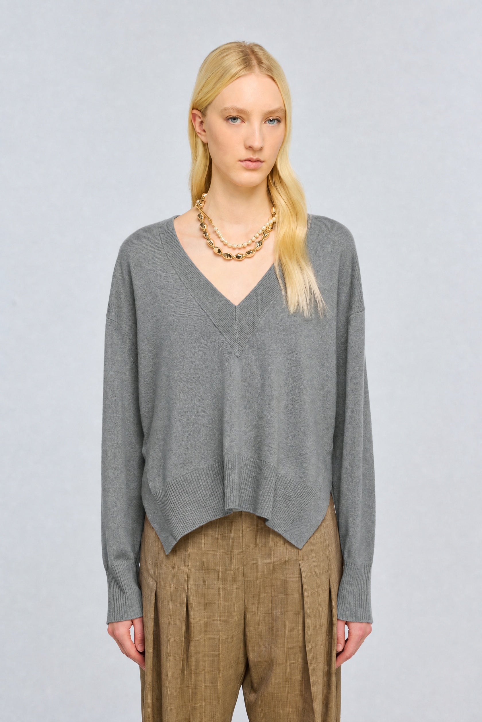 Semicouture Bertha maglia scollo a V spritz misto lana cashmere