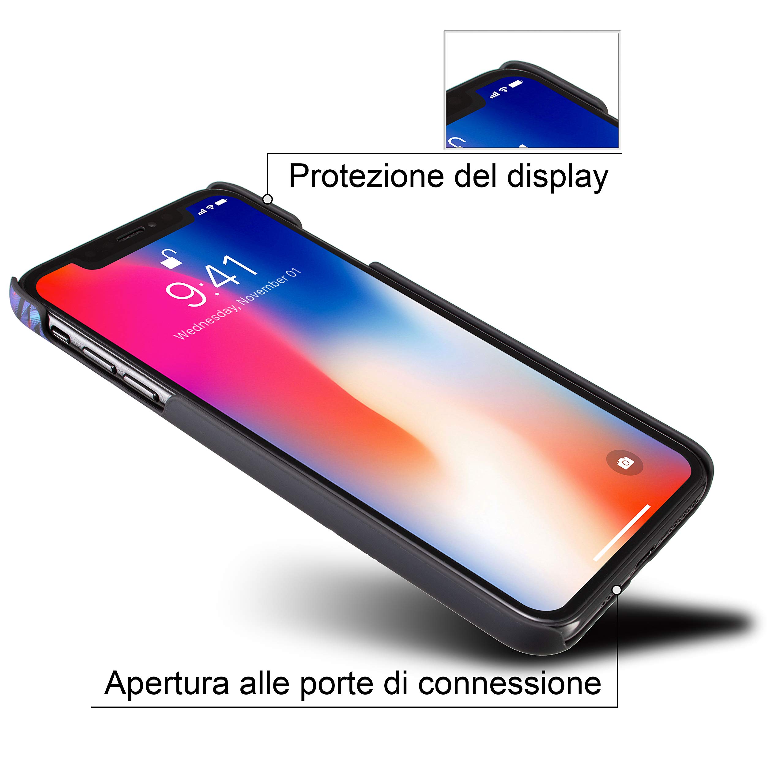 Marcelo Burlon County of Milan custodia iPhone 11 Pro Max piume + vetro