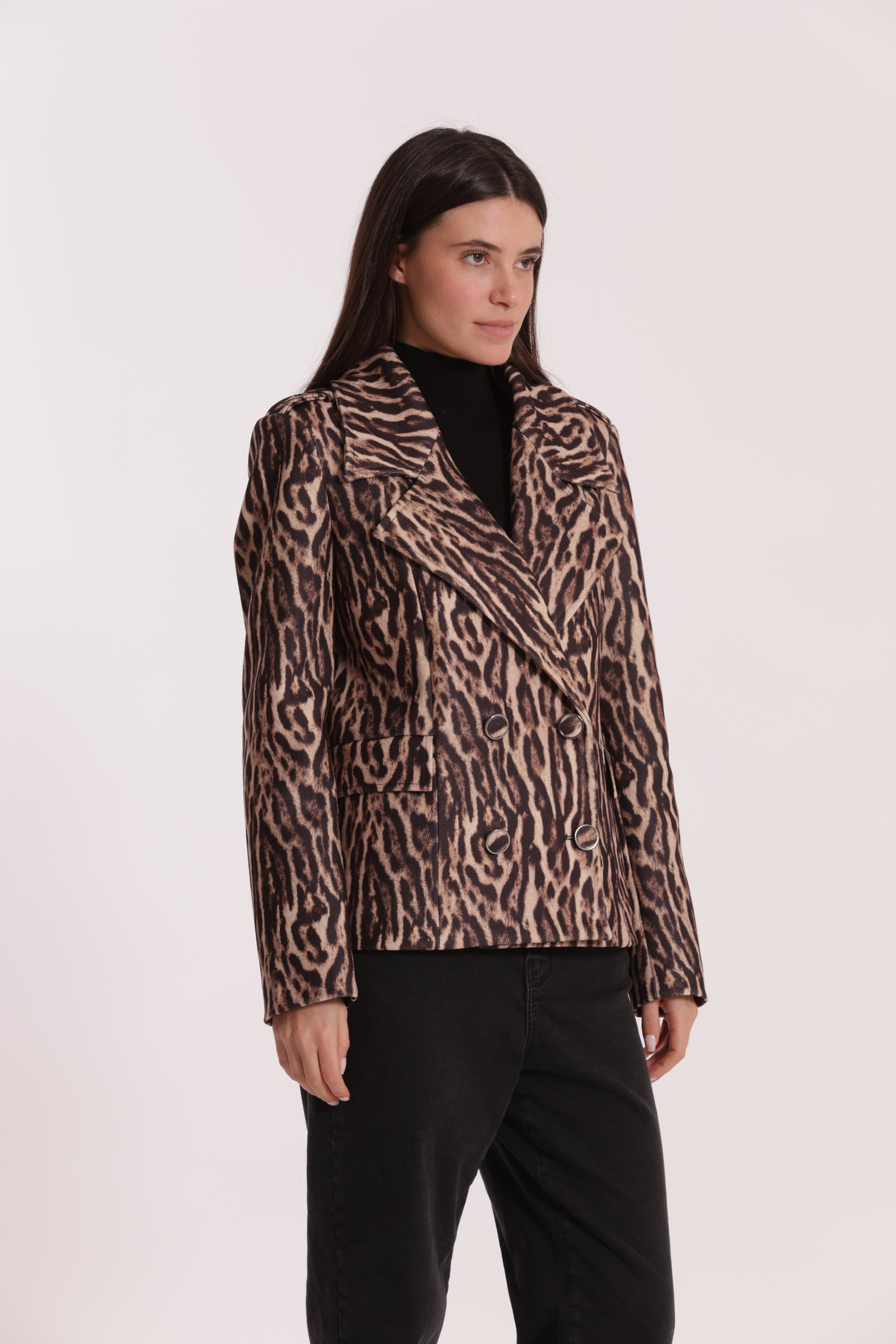 Mimi Mua Giaccone Animalier cappotto cammello maculato