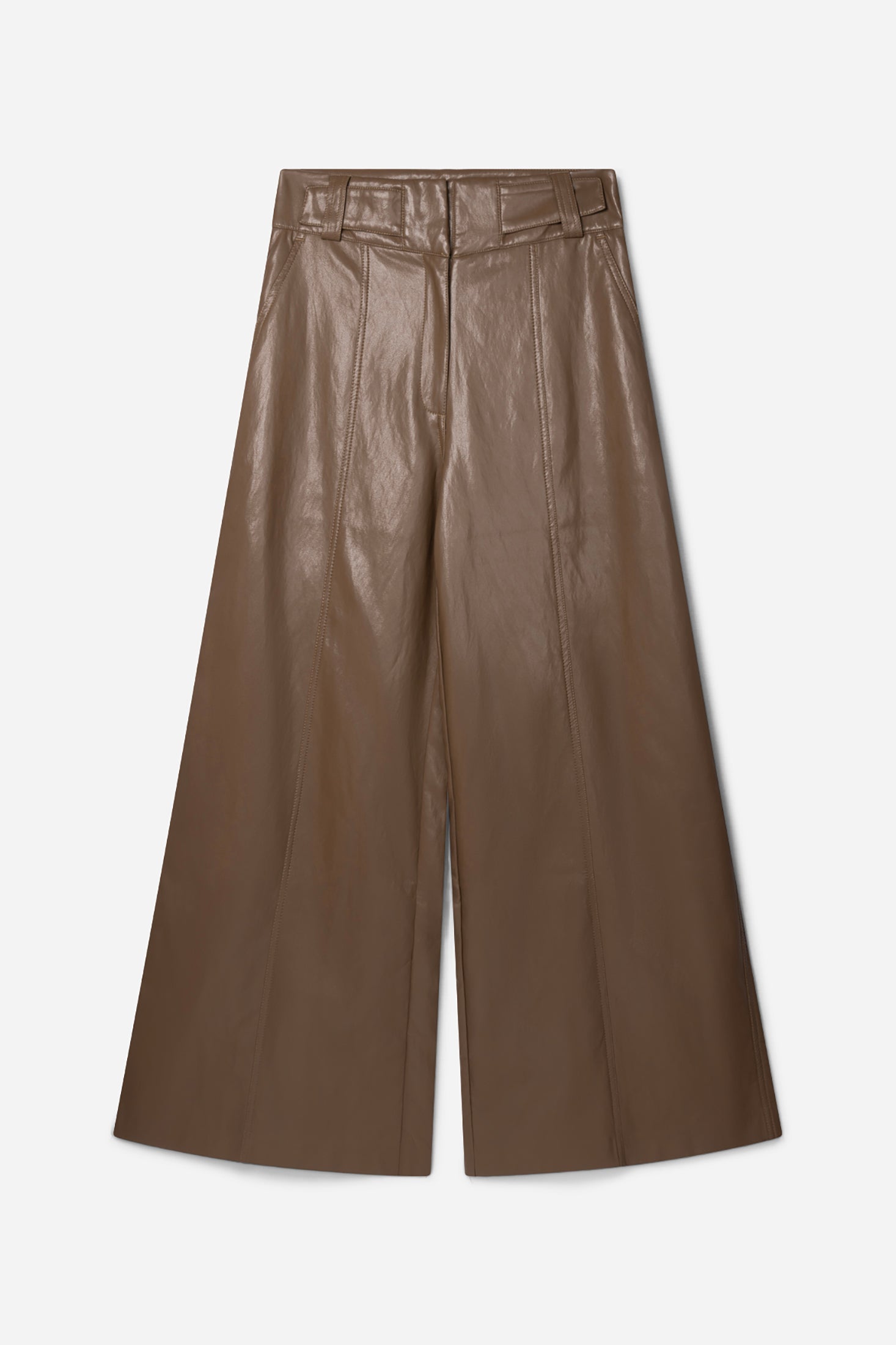 Aaiko Nore pantaloni ecopelle verde teak gamba larga