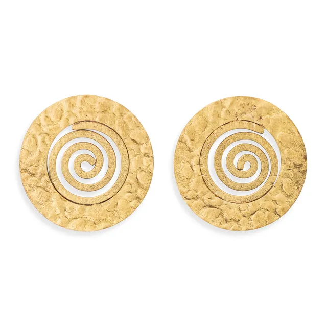 On Earth Spirale orecchini ottone dorato 4 cm
