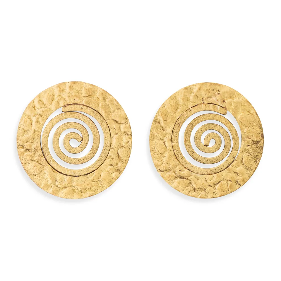 On Earth Spirale orecchini ottone dorato 4 cm