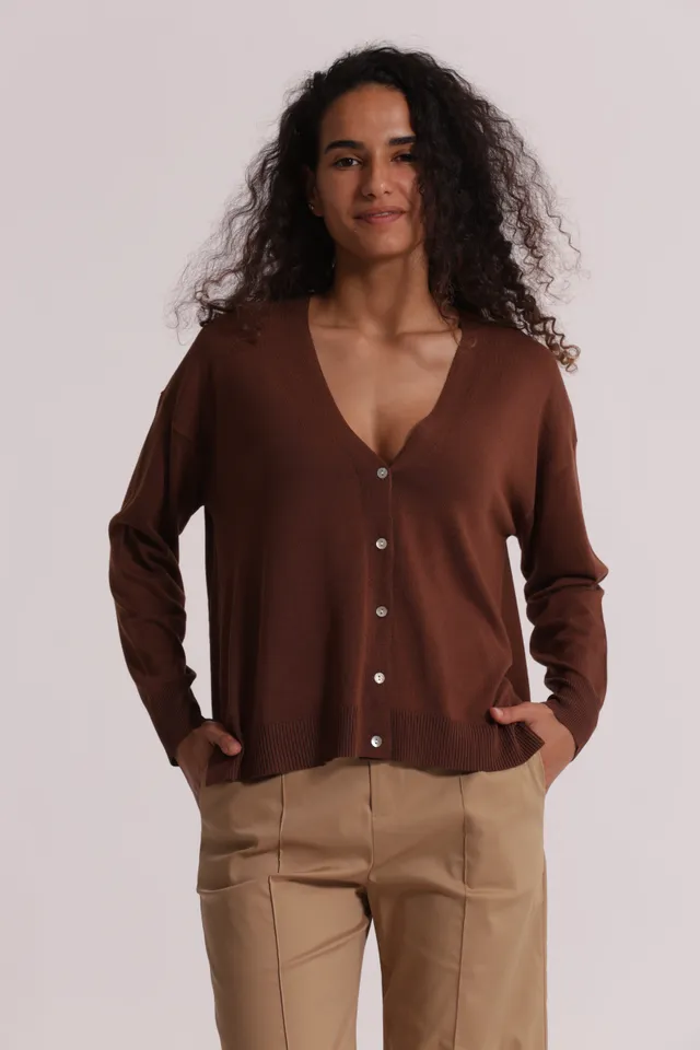 Mimi Mua Basic cardigan in maglia bianco viscosa