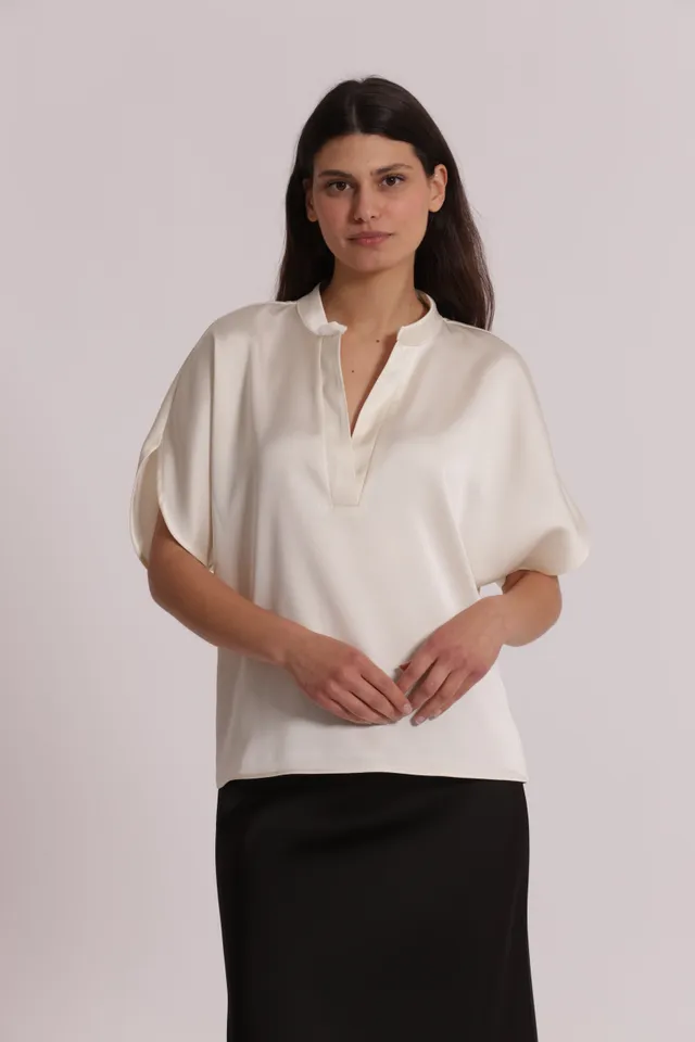 Mimi Mua Blusa Mezze Maniche Tulipano Nero S leggera