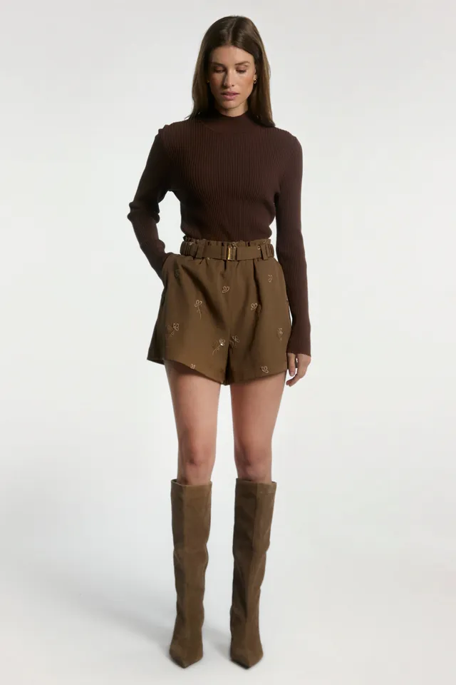 Aaiko Rikkie shorts verde con cintura donna