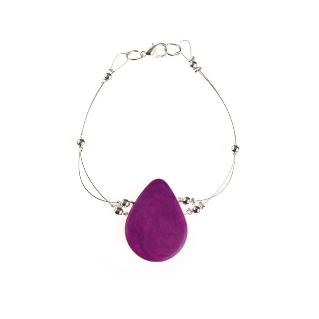 On Earth Cooperative Collection Nema bracciale tagua viola 6 cm