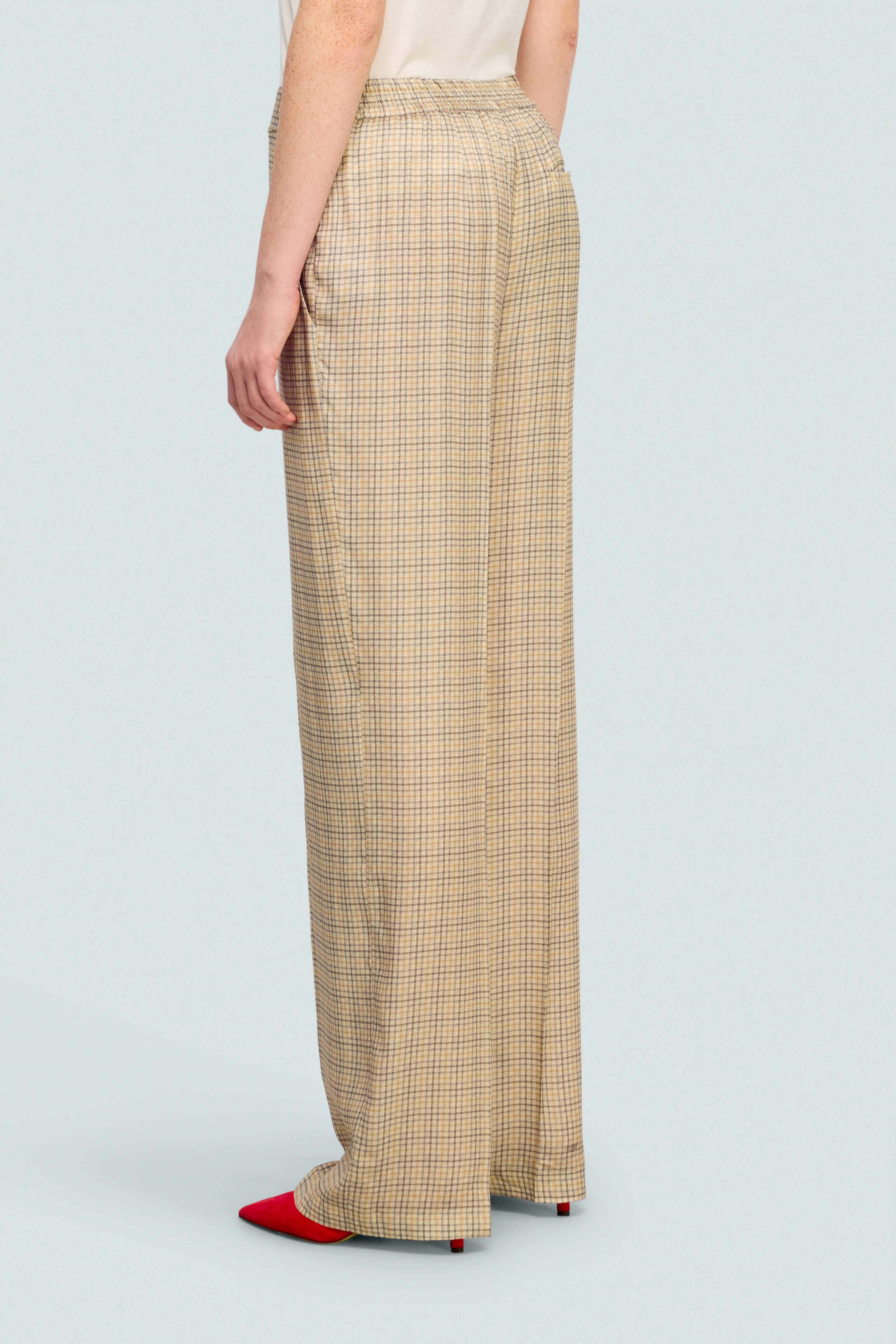 Semicouture Judie Y6WS27 pantalone check crusca dritto