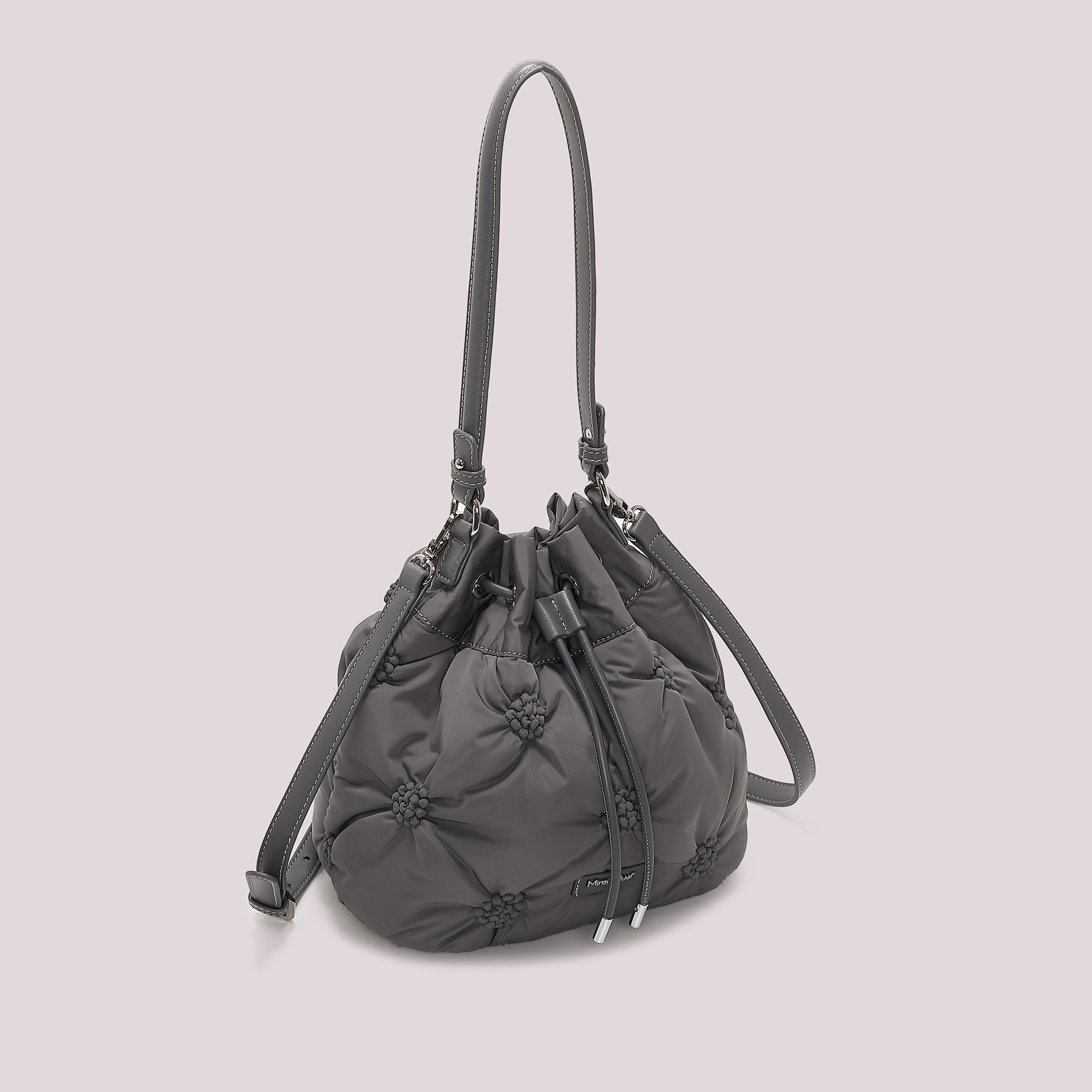Mimi Mua Secchiello Effetto Piumino Borsa a Mano Nero Tracolla