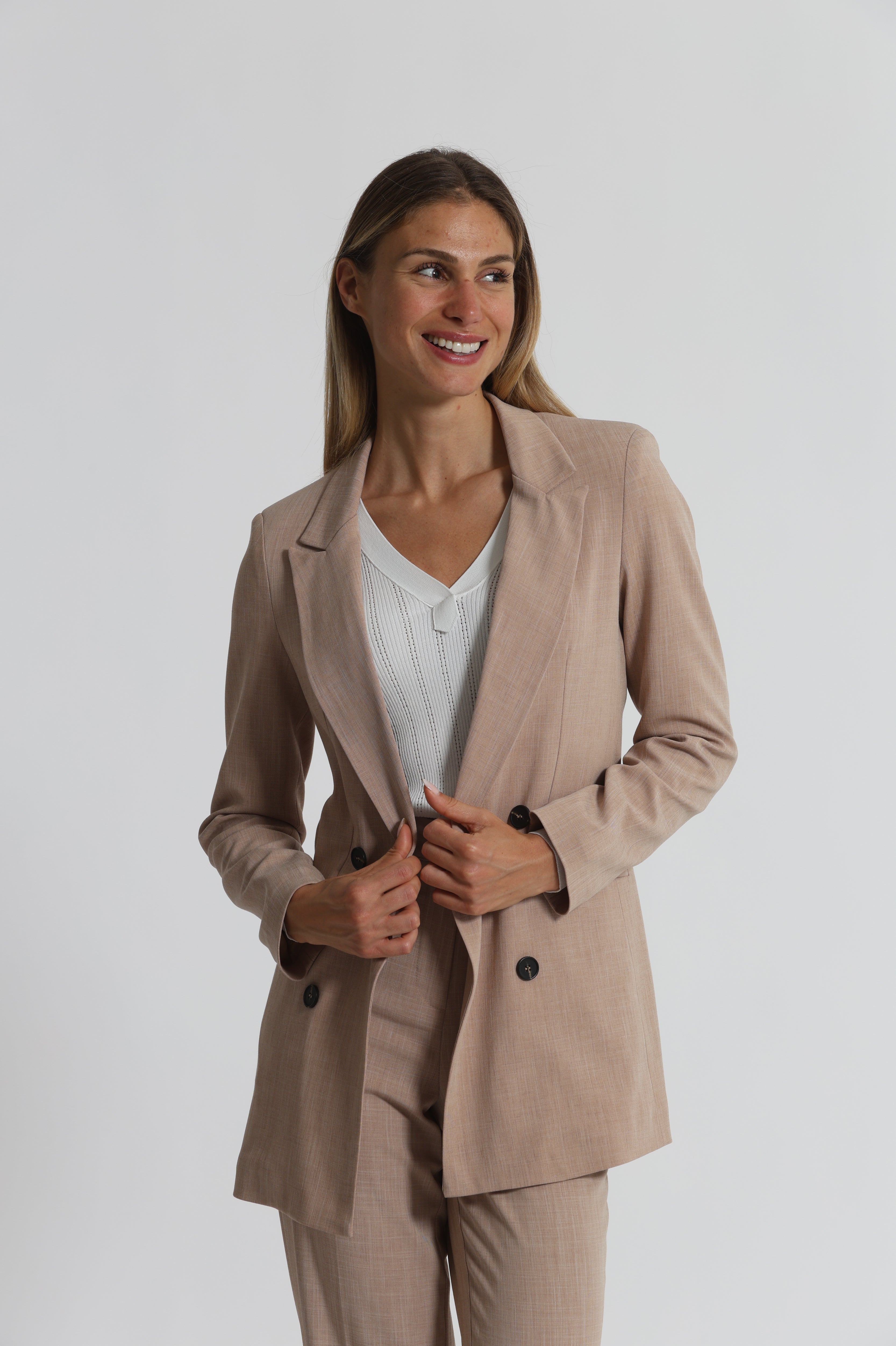 Mimi Mua Giacca Doppiopetto giacca beige classica