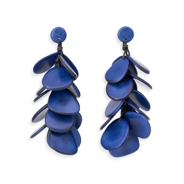 On Earth Samba orecchini tagua blu 9 cm