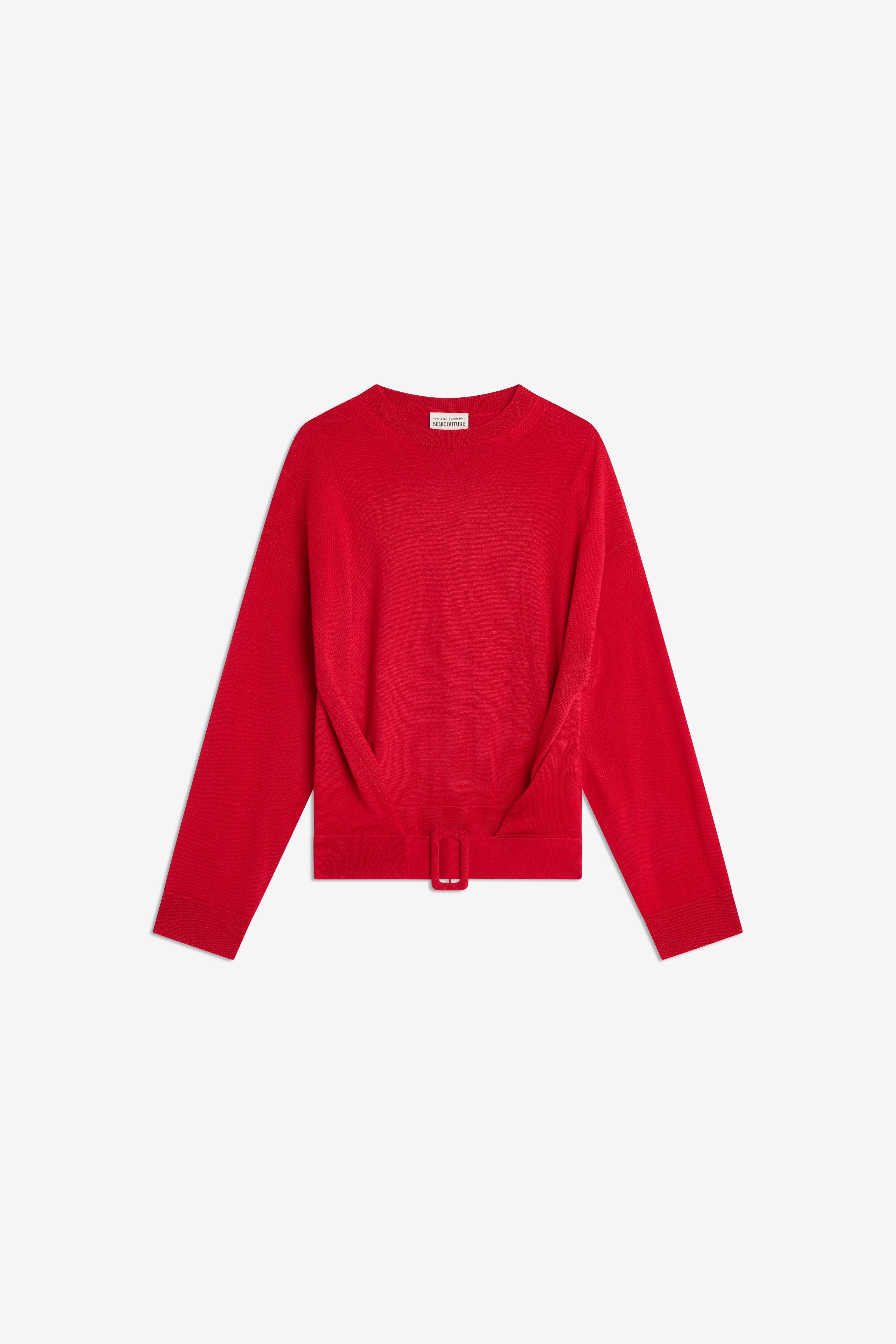 Semicouture Norma maglia rosso lacca fibbia